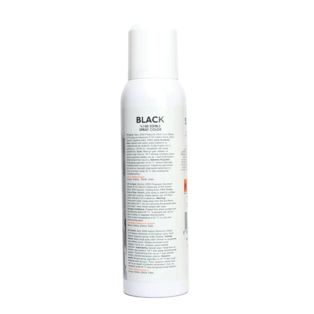 Siyah Metalik Sprey Gıda Boyası 150 ml
