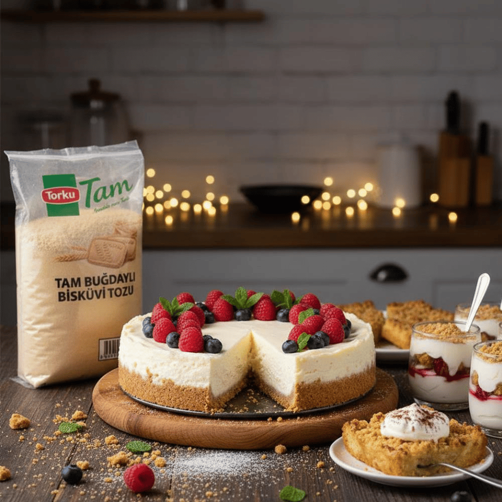 Torku Tam Buğday Bisküvi Tozu 1 Kg – Pasta, Cheesecake ve Tatlı Tabanı İçin Öğütülmüş Bisküvi
