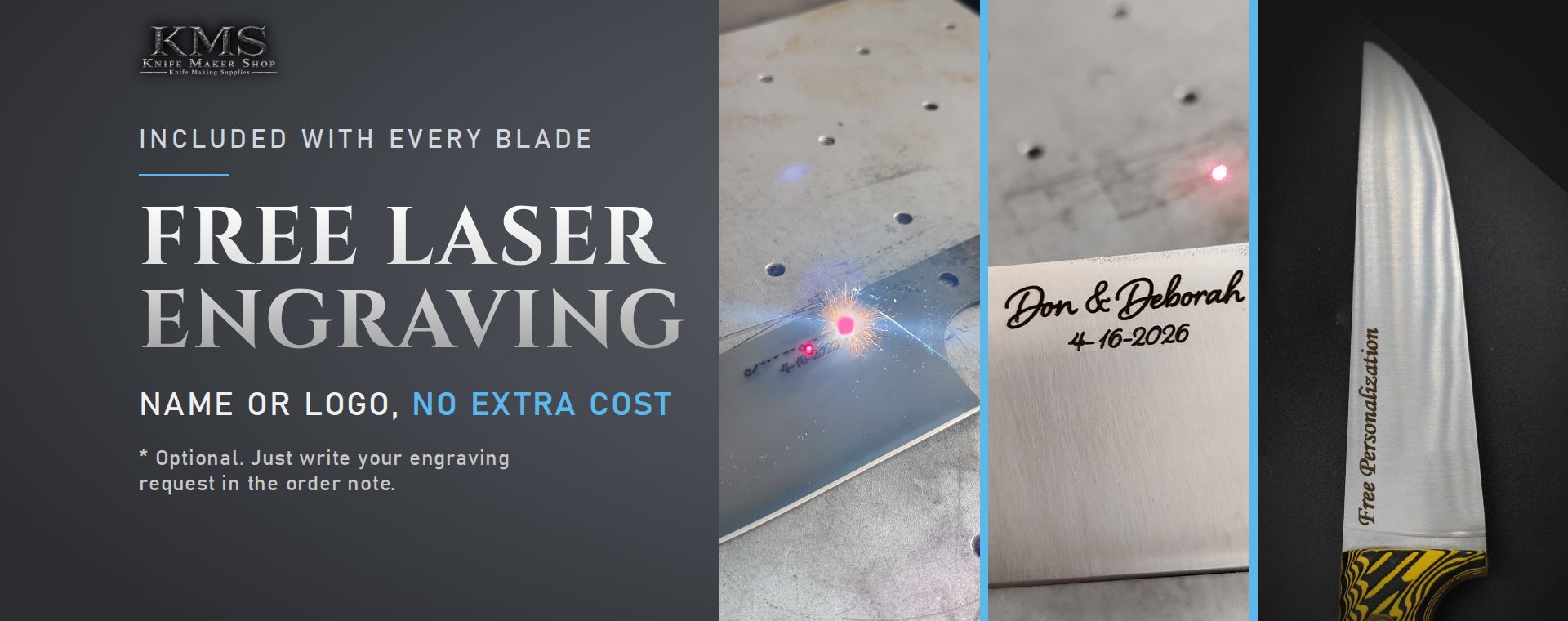 Free Laser Engraving on Knife Blade Blanks