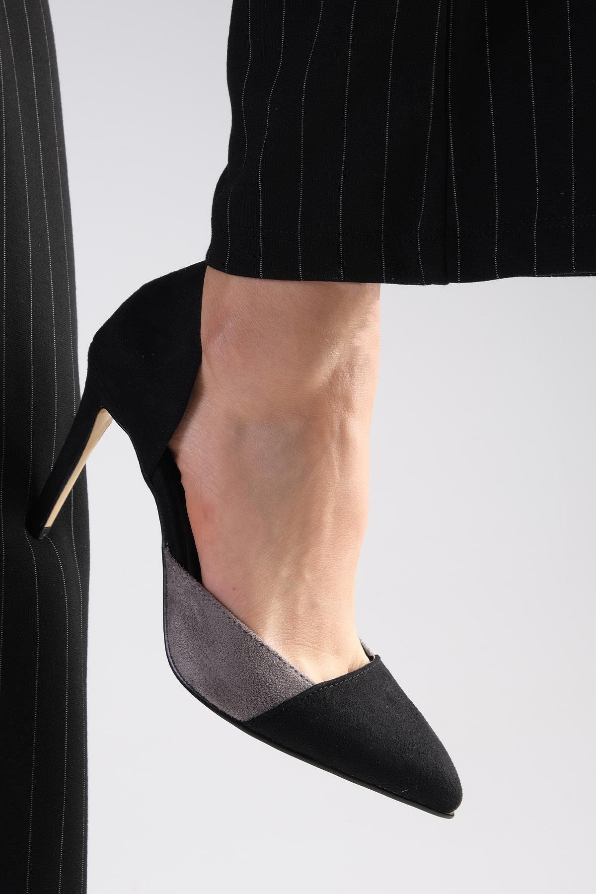 Brien Gri Renk Süet Stiletto-Yüksek Topuklu-Mio Gusto-02024GRS