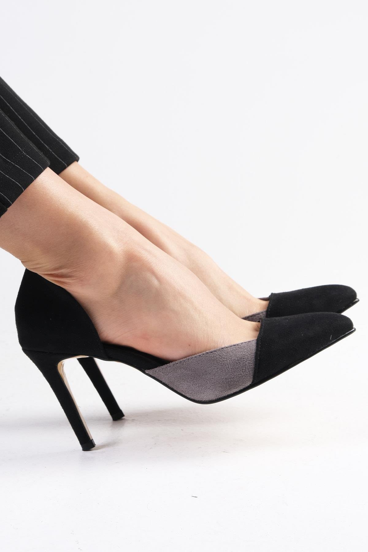 Brien Gri Renk Süet Stiletto-Yüksek Topuklu-Mio Gusto-02024GRS
