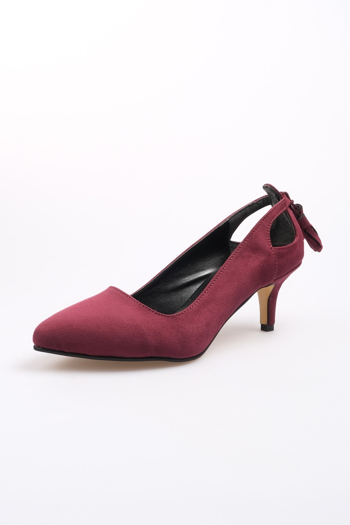Drop Bordo Süet Topuklu Ayakkabı-Kısa Topuklu-Mio Gusto-09037WRS