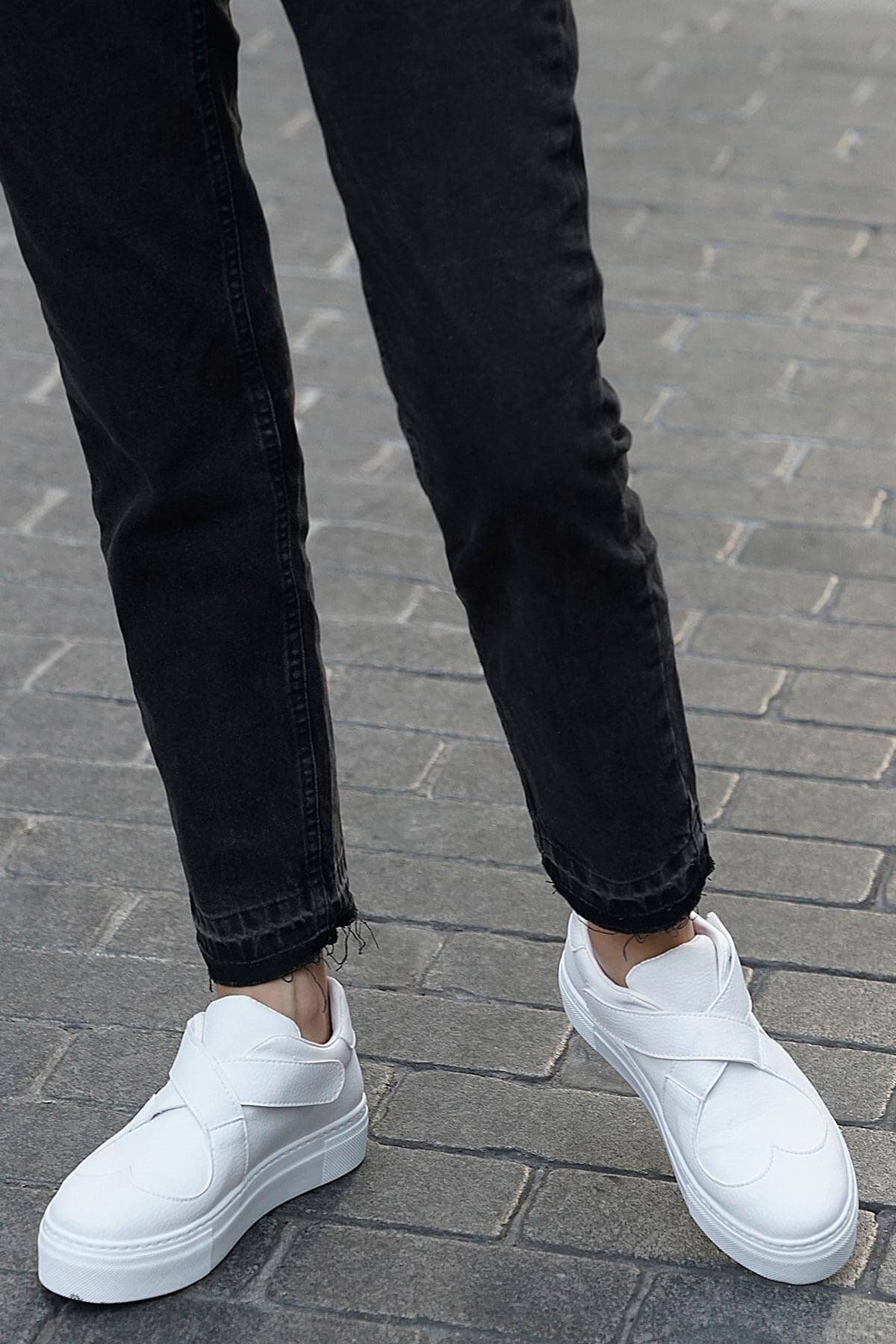 Irma Beyaz Çapraz Cırtlı Sneaker-SPOR-Mio Gusto-05011WHC
