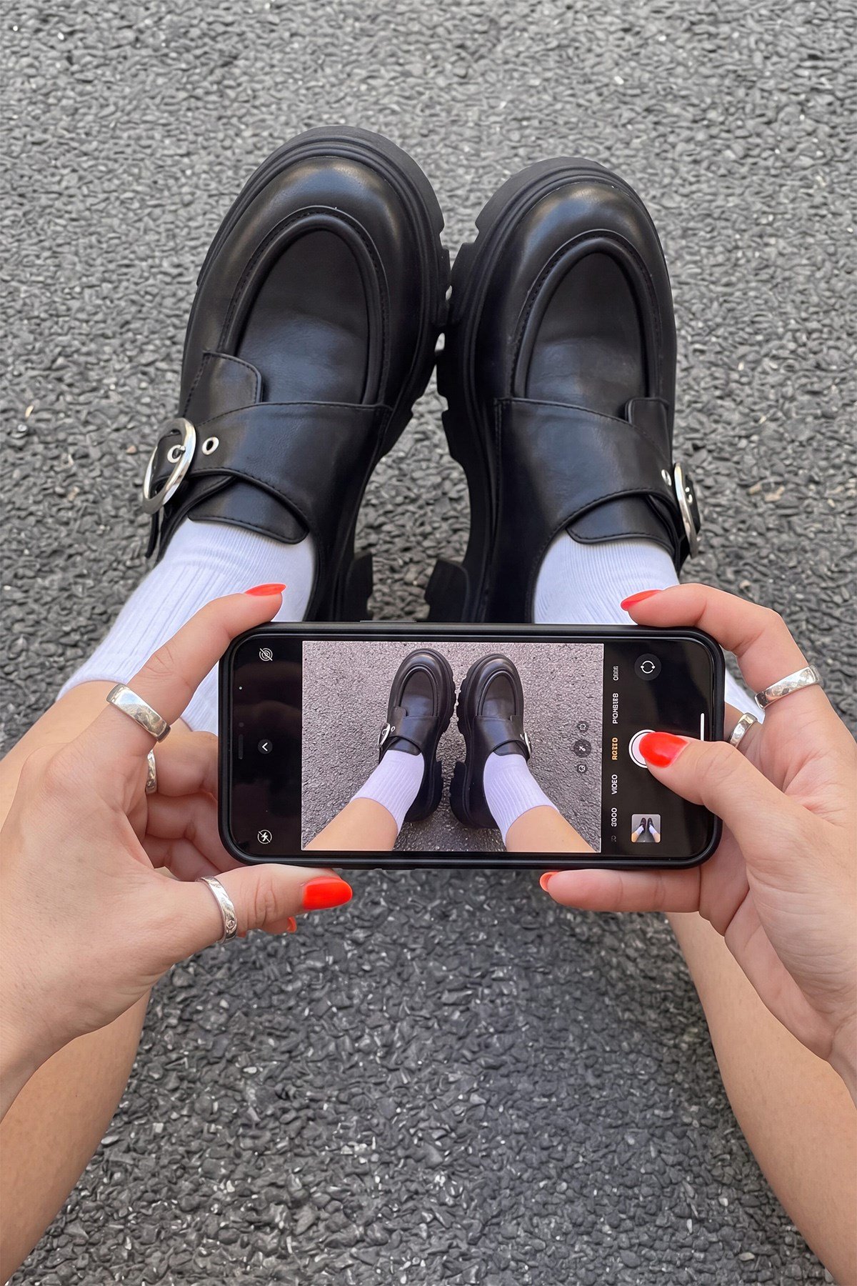 Siyah Tokalı Loafer | Kalın Taban Süet Kadın Loafer | Mio Gusto