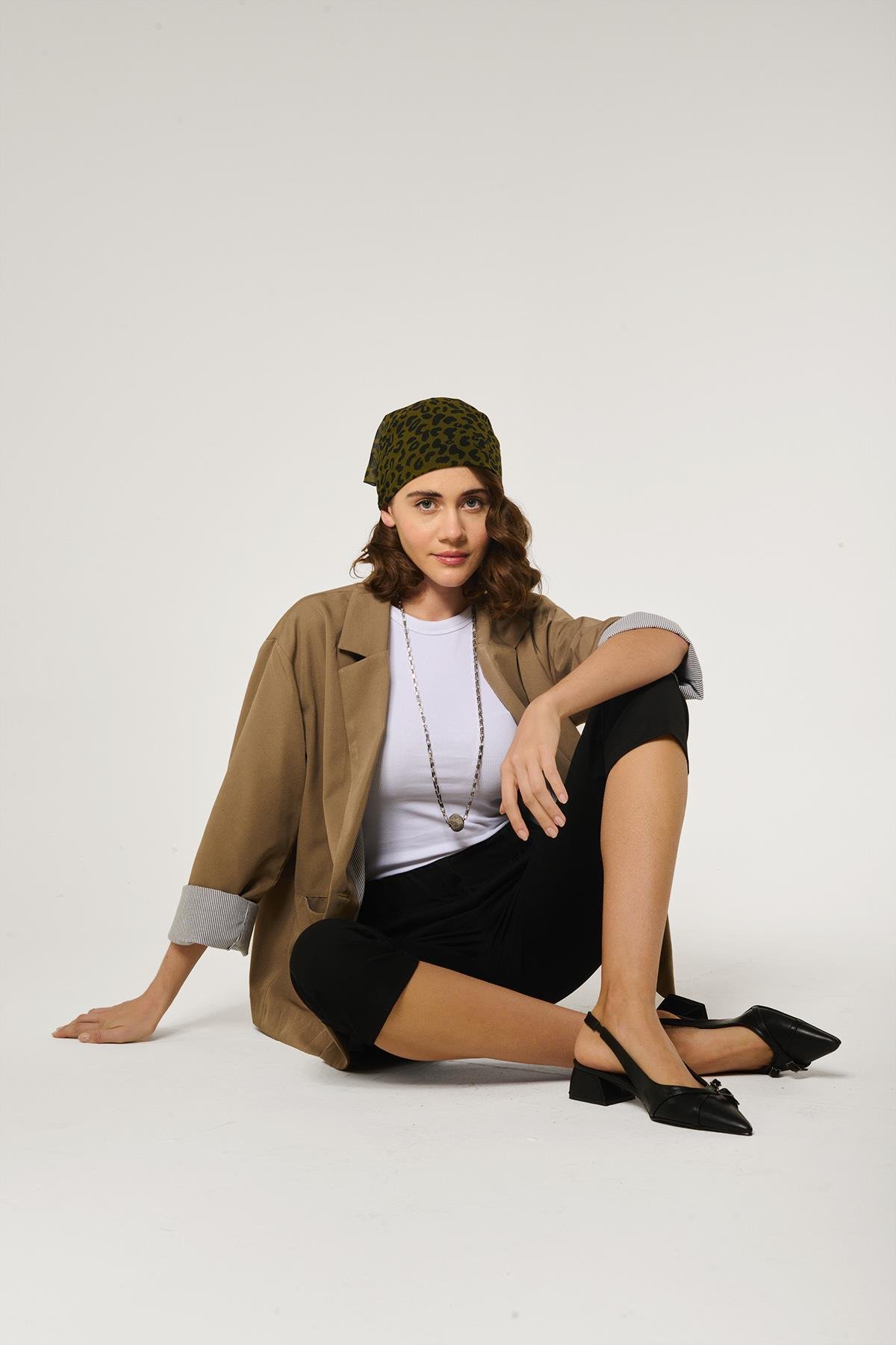 Yağyeşili Oversize Pamuklu Ceket