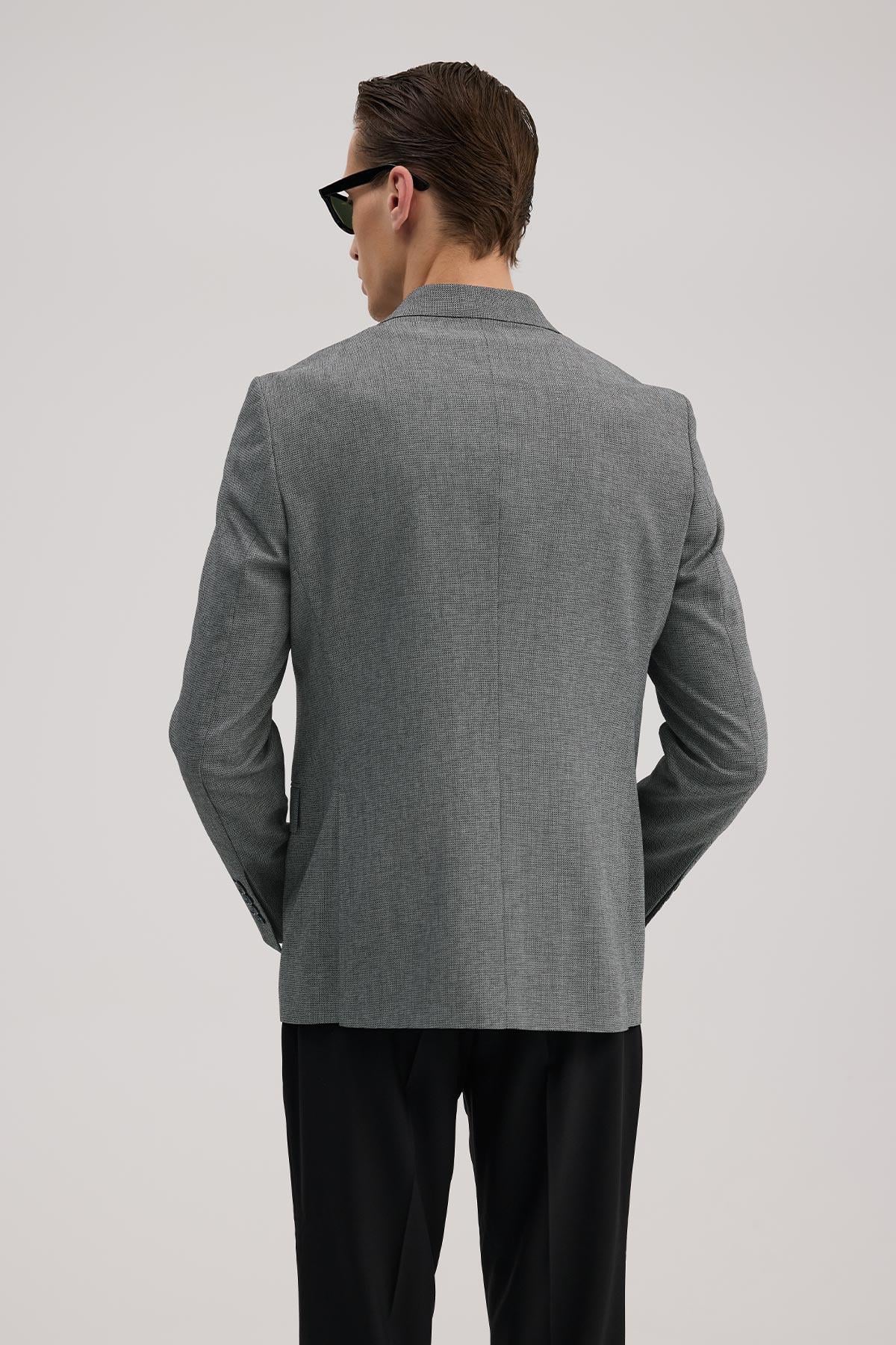 Lacivert Slim Fit Kruvaze Takım Elbise