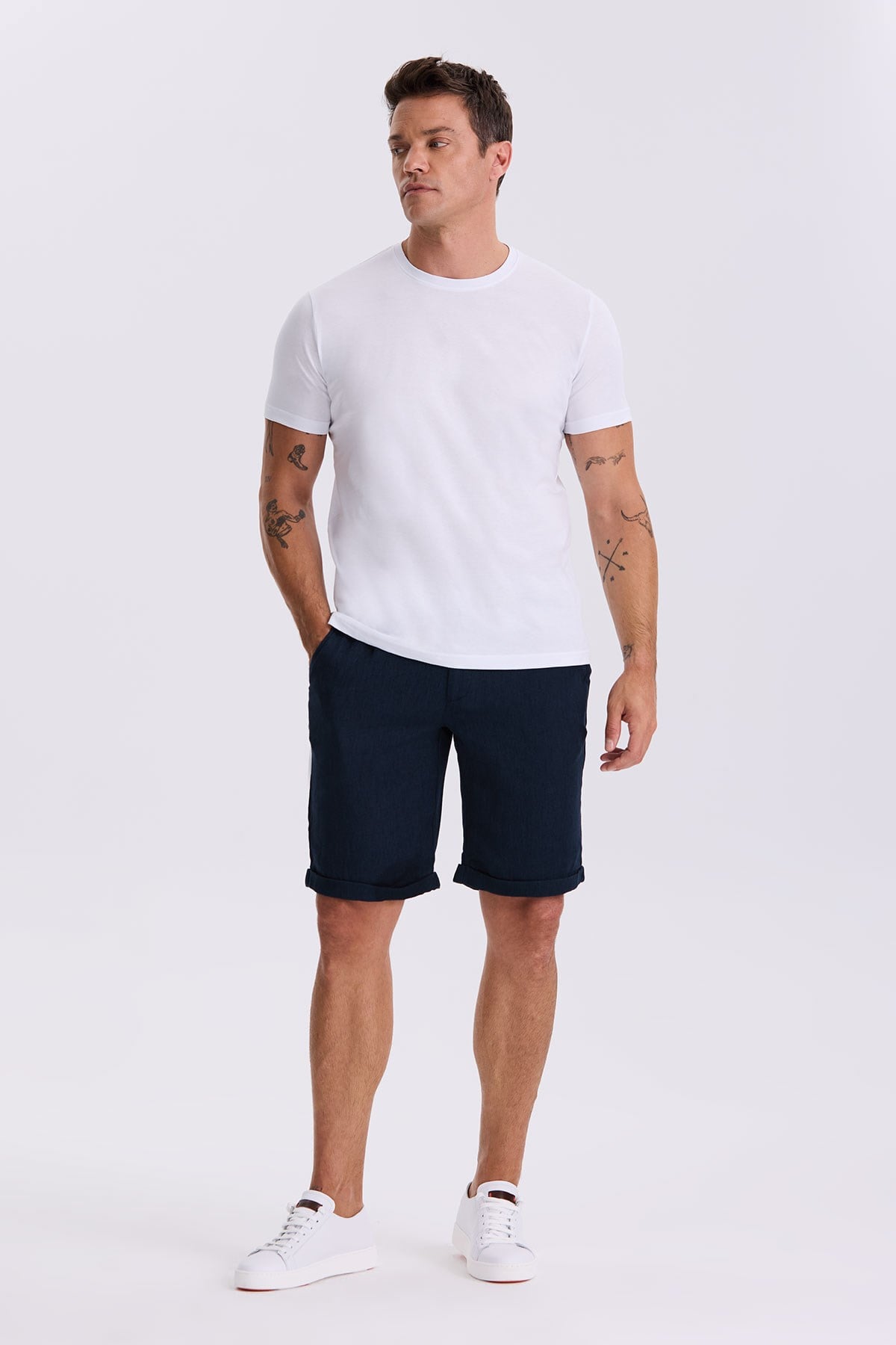 3lü Paket Basic Slim Fit Siyah Beyaz Lacivert %100 Pamuk Bisiklet Yaka T-Shirt