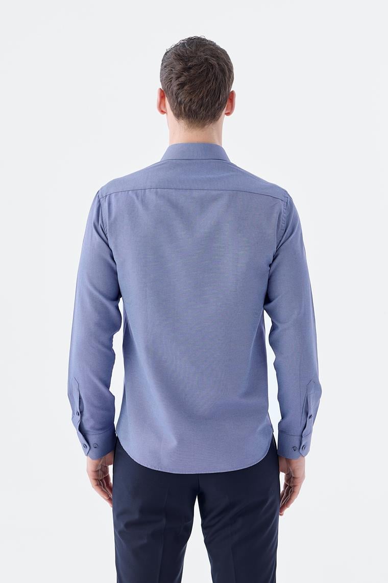 Lacivert Comfort Fit Pamuklu Kolay Ütülenebilir Gömlek