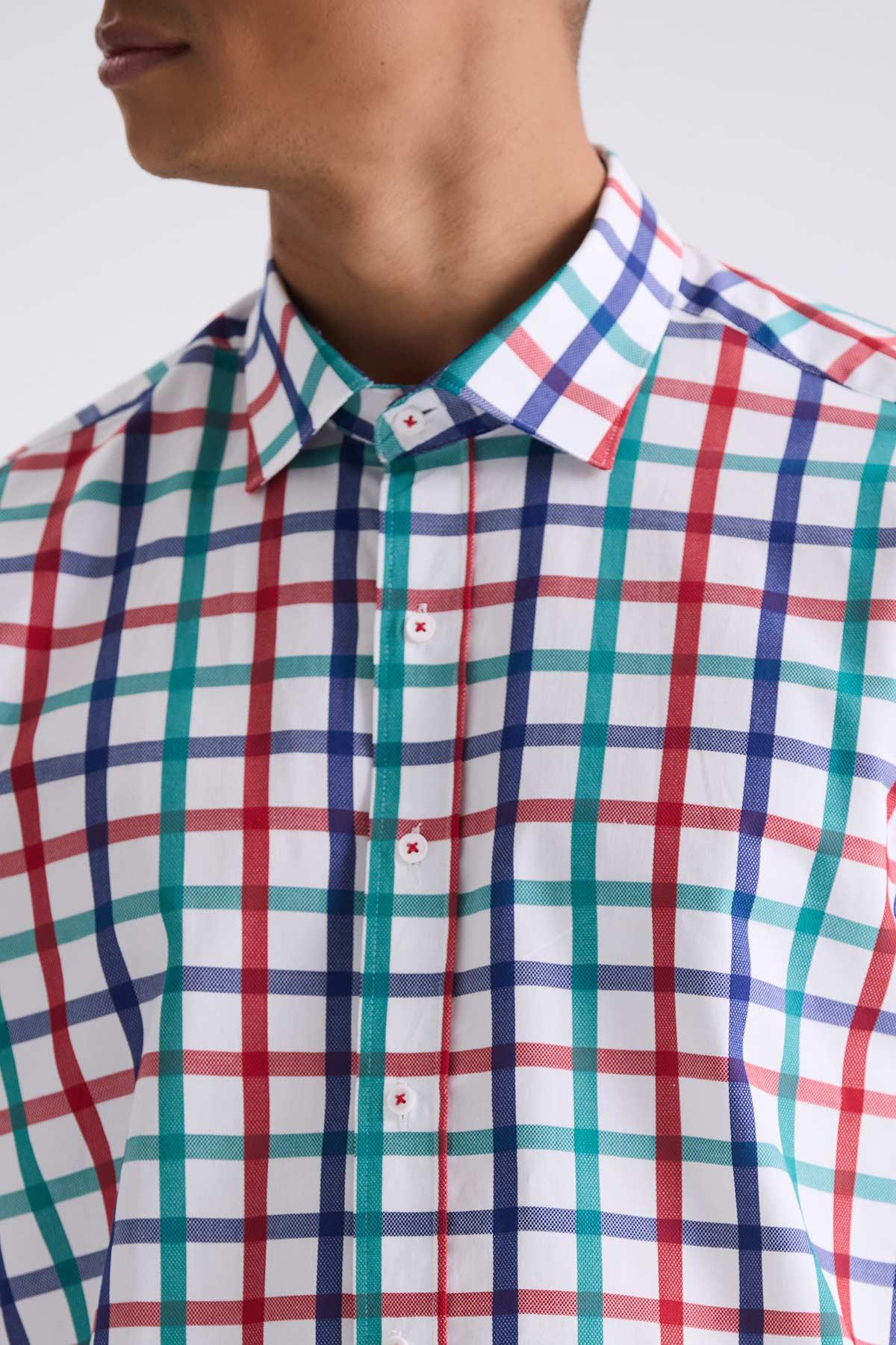 Yeşil Slim Fit Yaka  Düğmeli Gömlek