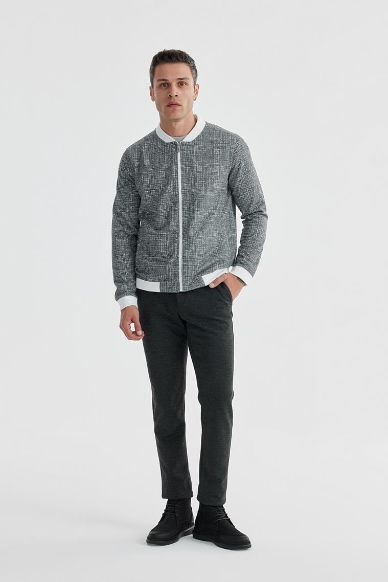 Siyah Slim Fit Pamuklu Kolej Mevsimlik Mont