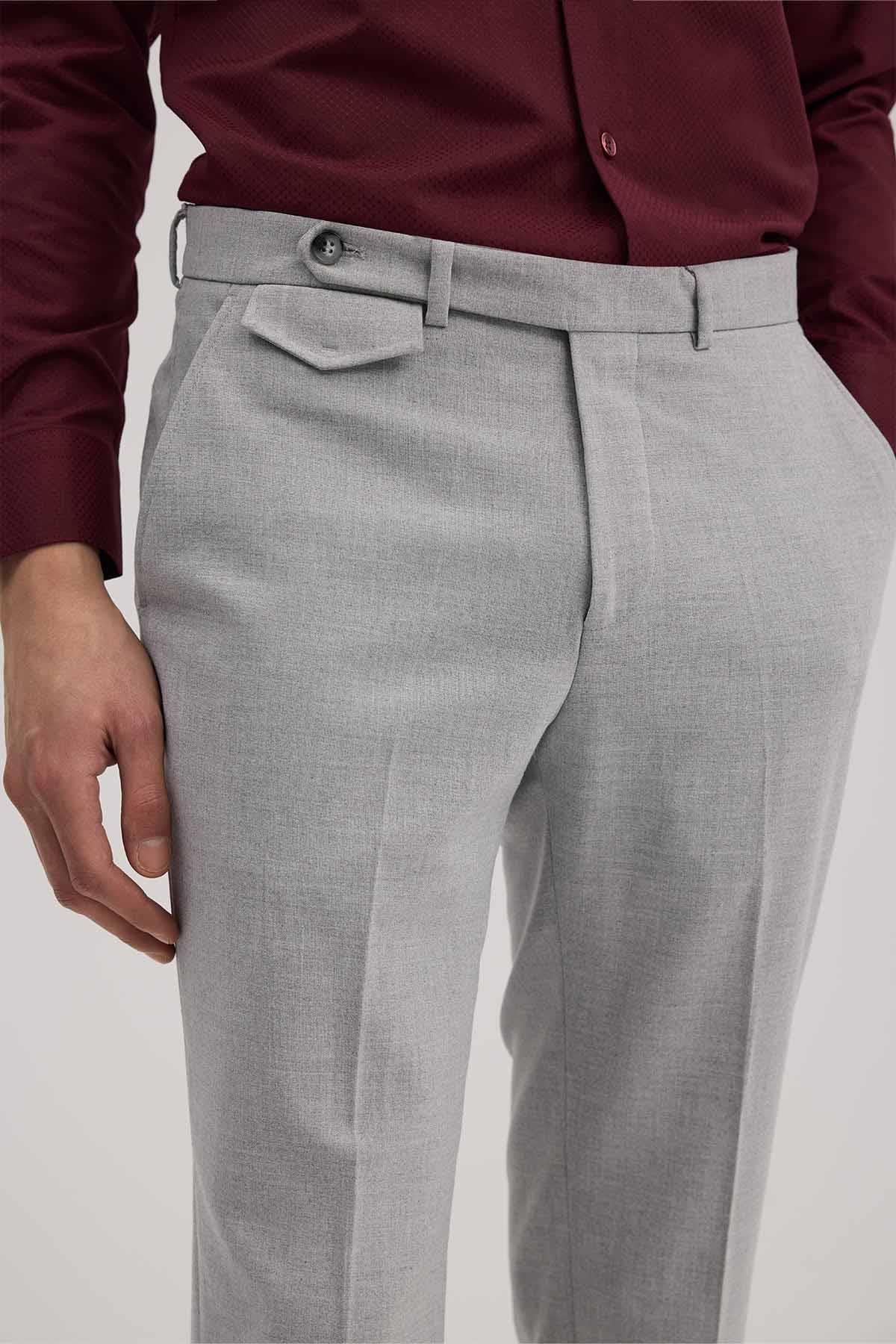 Antrasit Comfort Fit Duble Paça Kumaş Pantolon