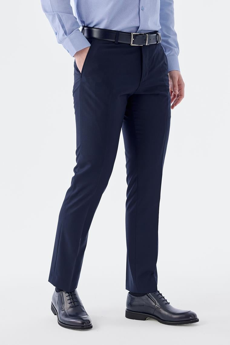 Lacivert Regular Fit Yan Cep Kumaş Pantolon