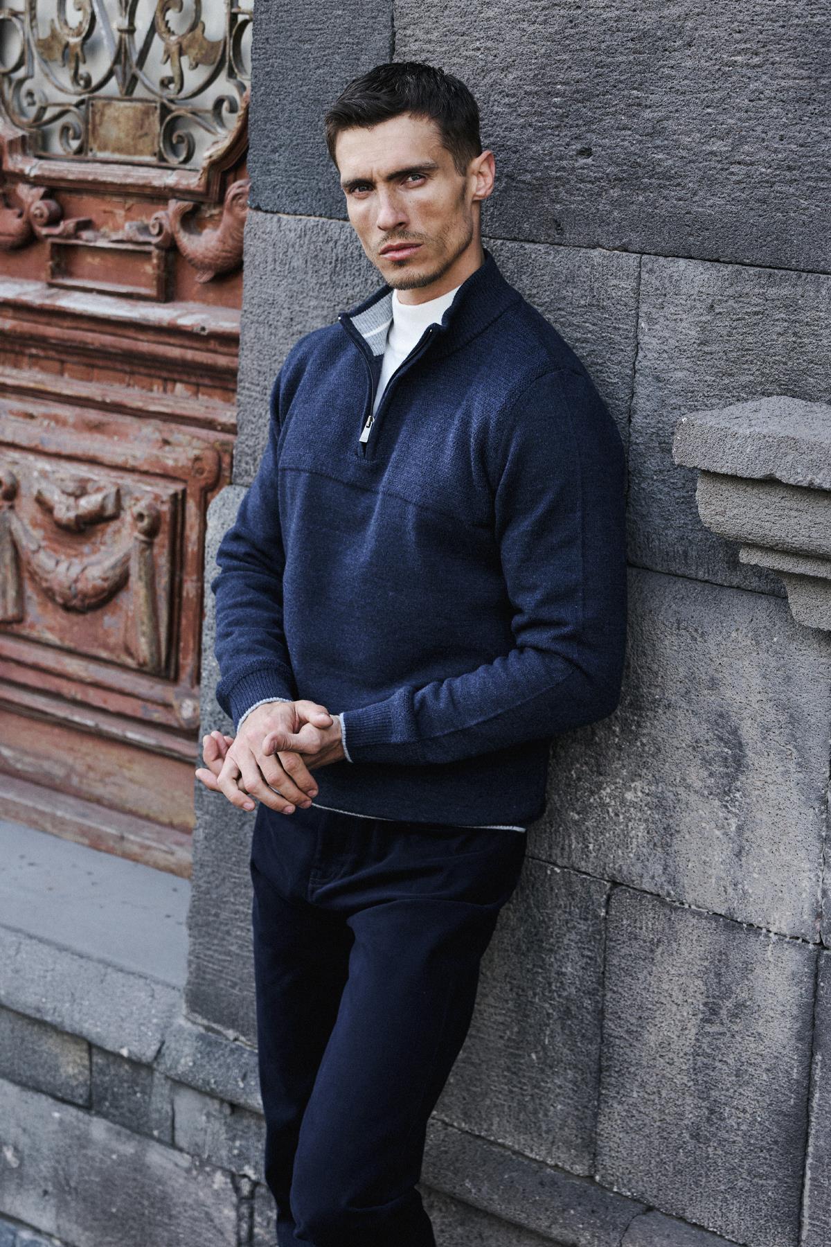 İndigo Dar Kalıp - Slim Fit Triko Fermuarlı