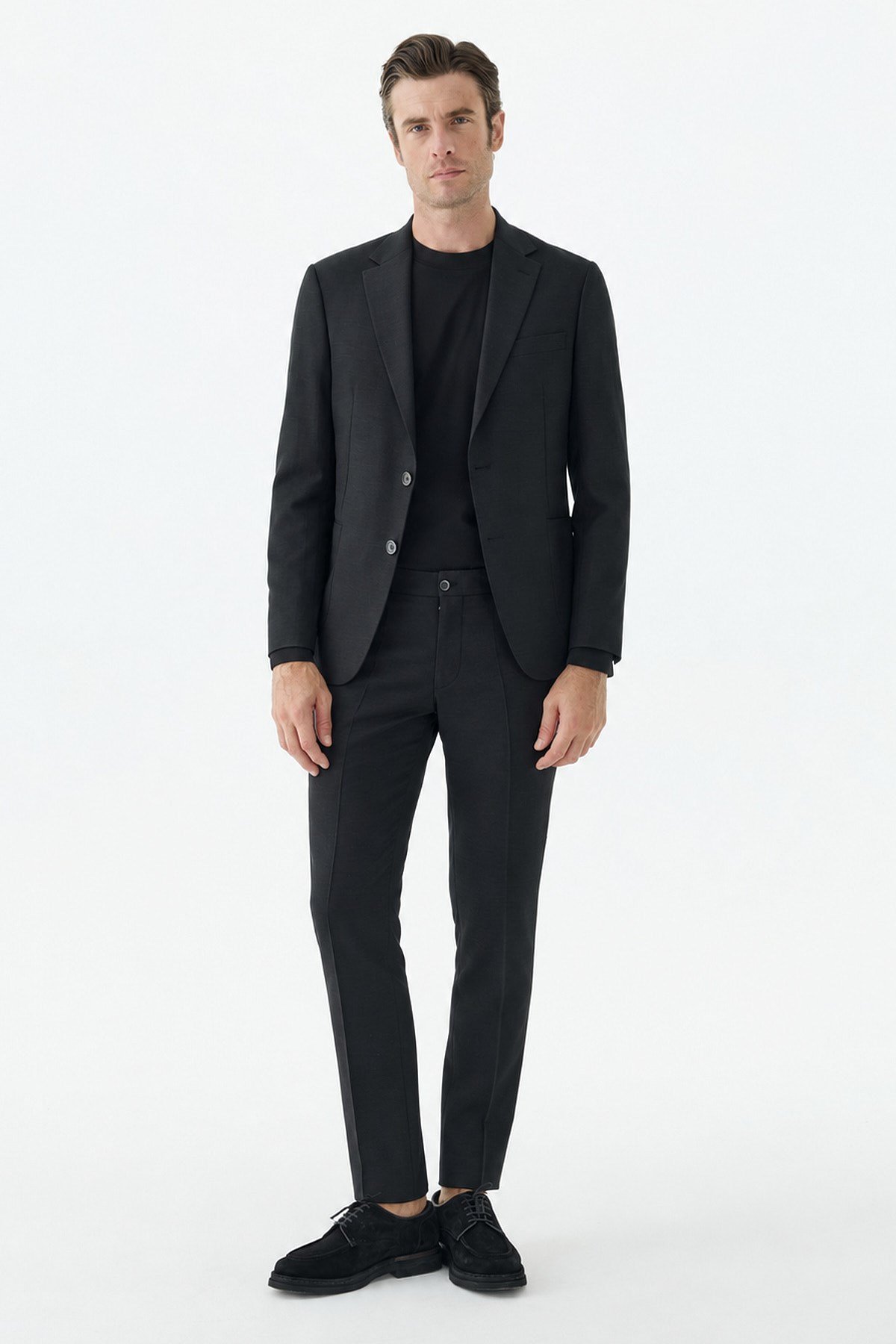 Siyah Slim Fit Mono Yaka Takım Elbise