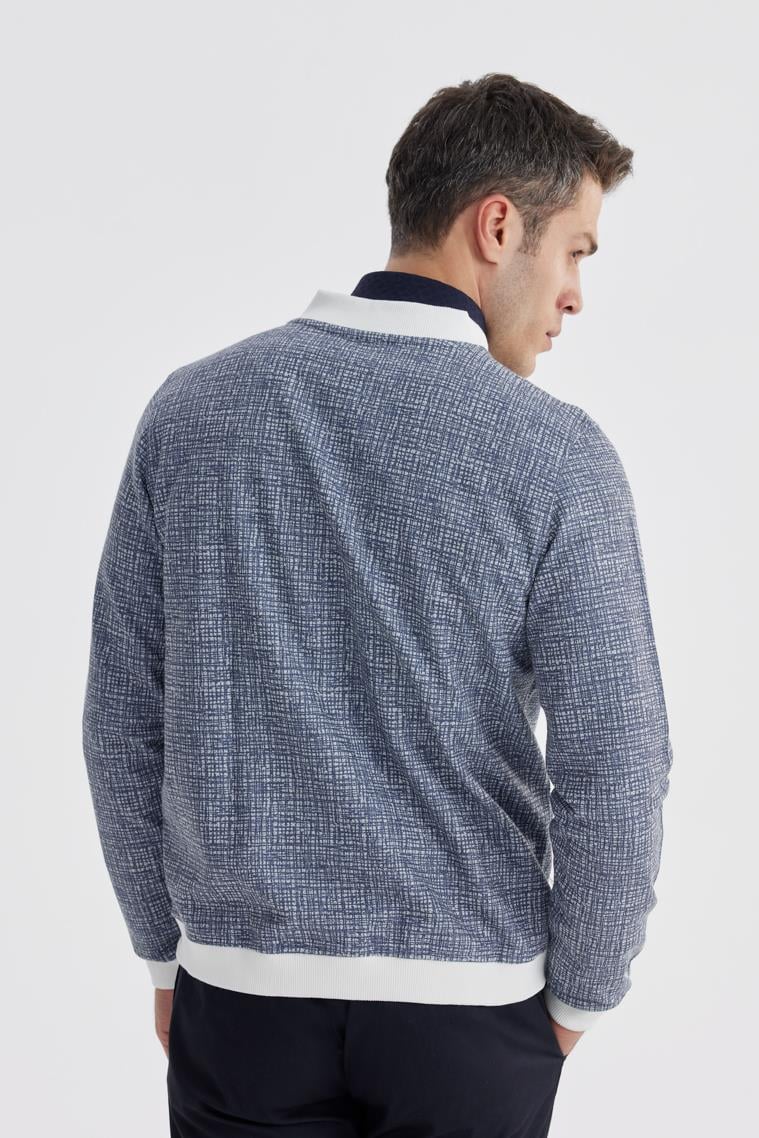 Lacivert Slim Fit Pamuklu Kolej Mevsimlik Mont