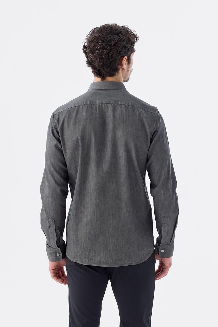 Siyah Comfort Fit Cepli Çıtçıtlı %100 Pamuk Kot Gömlek
