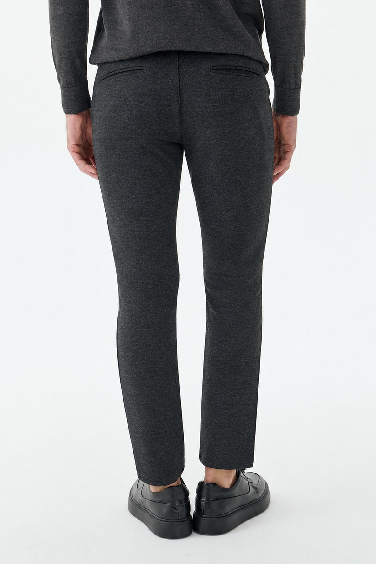 Antrasit Comfort Fit Beli Lastikli Yan Cep Jogger Pantolon