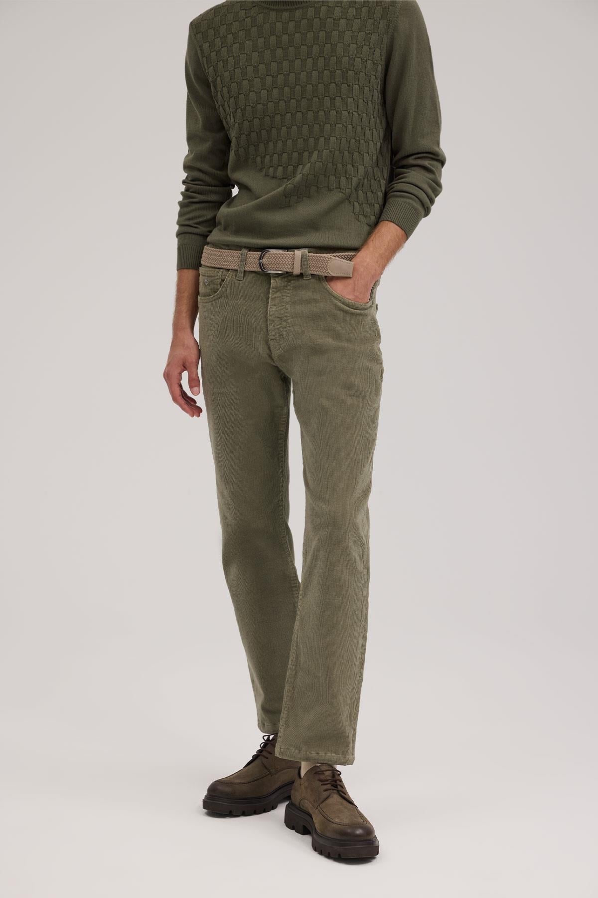 Yeşil Rahat Kalıp - Comfort Fit Pantolon Spor 5 Cep