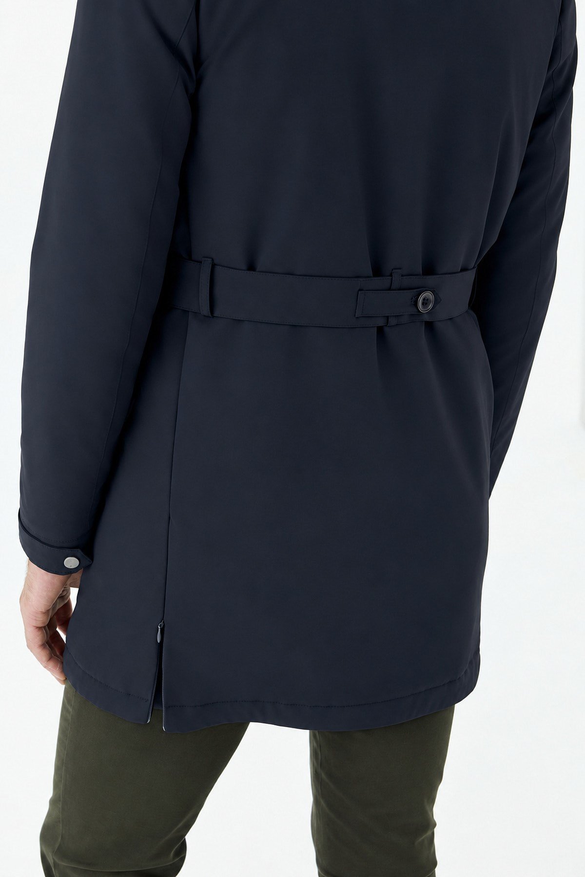 Lacivert Comfort Fit Kemerli Trençkot