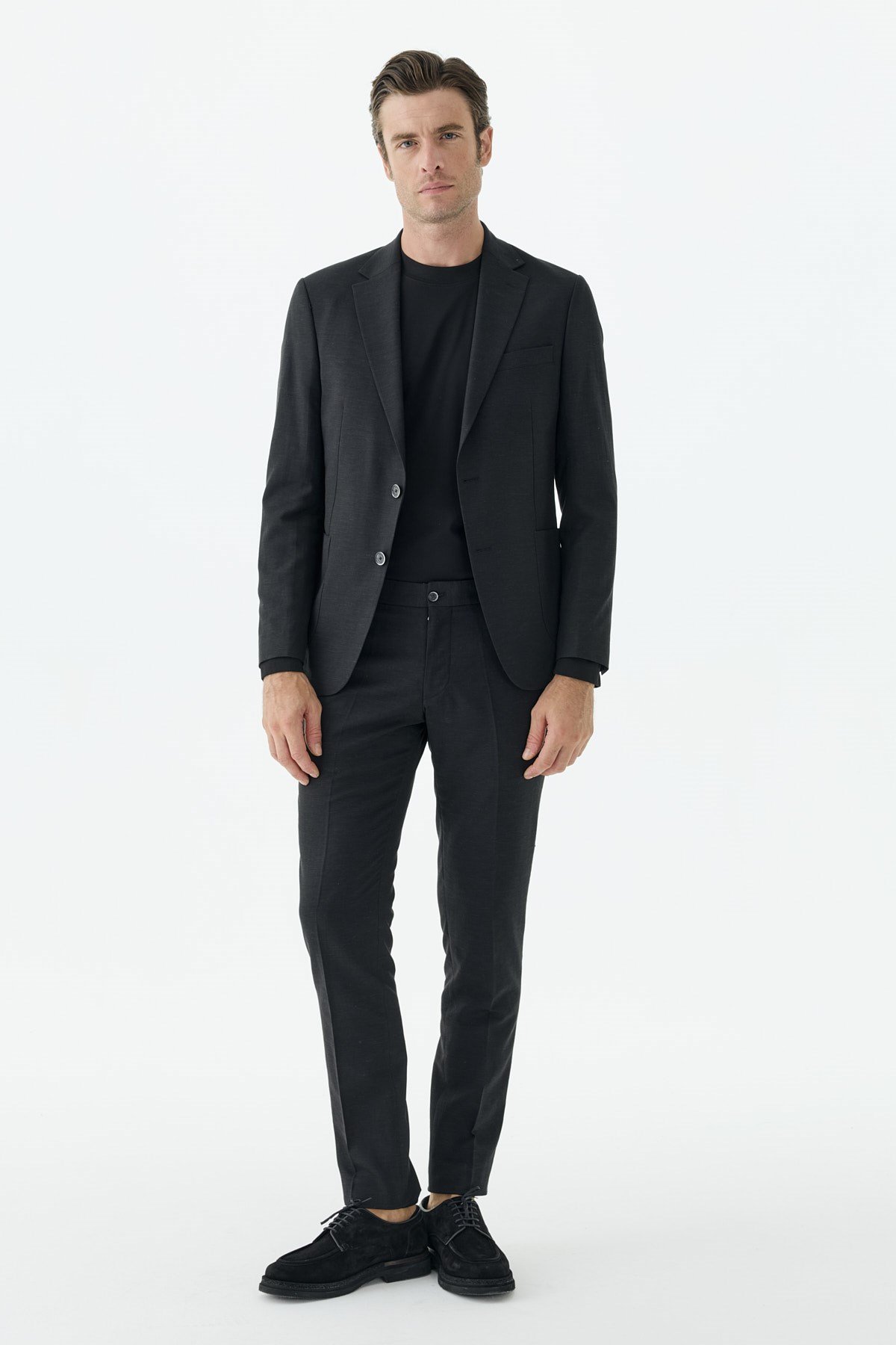 Siyah Slim Fit Mono Yaka Takım Elbise