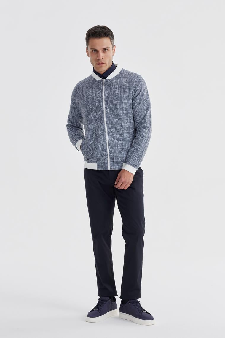 Lacivert Slim Fit Pamuklu Kolej Mevsimlik Mont