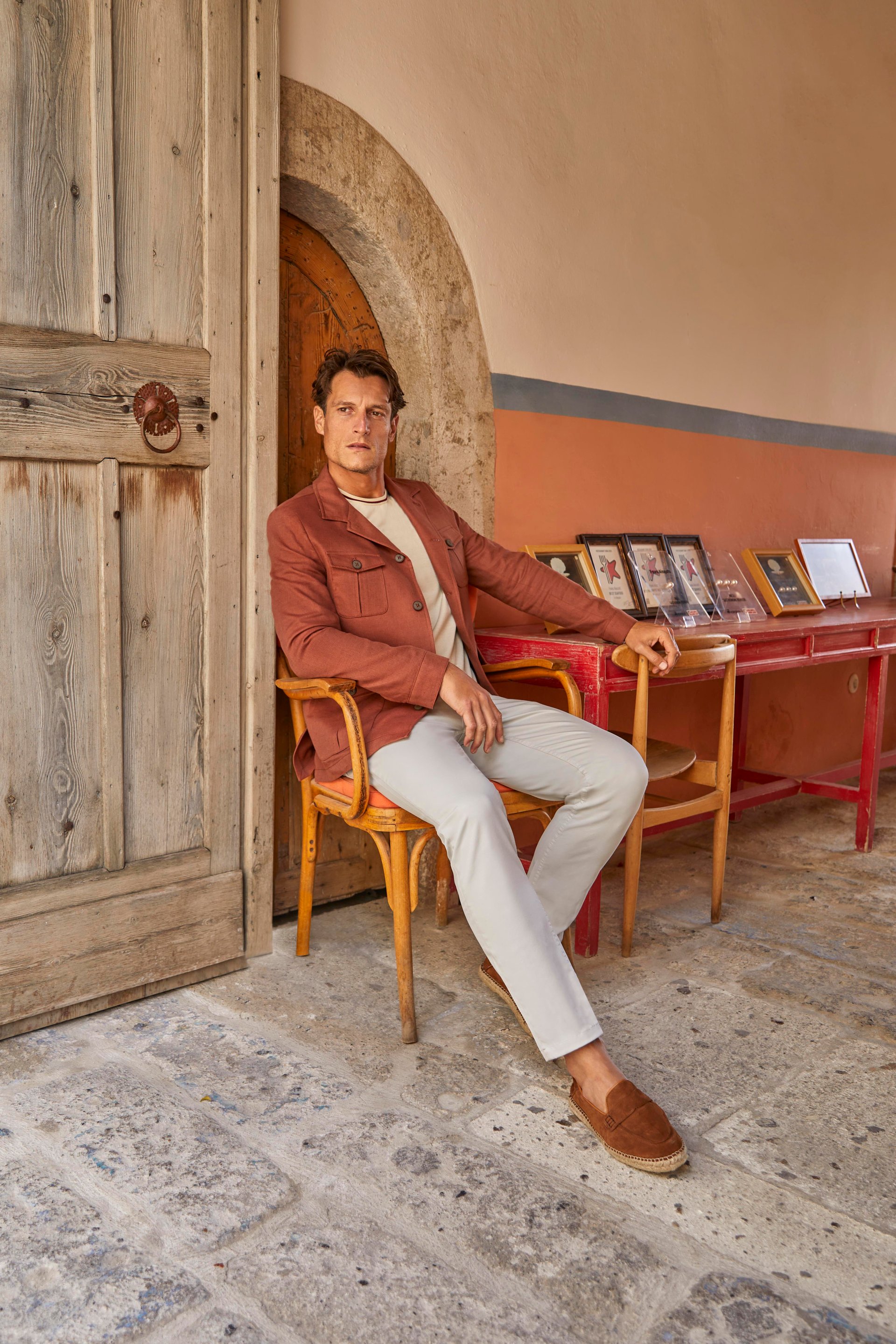 Kiremit Slim Fit Cepli Keten Pamuk Mevsimlik Safari Ceket