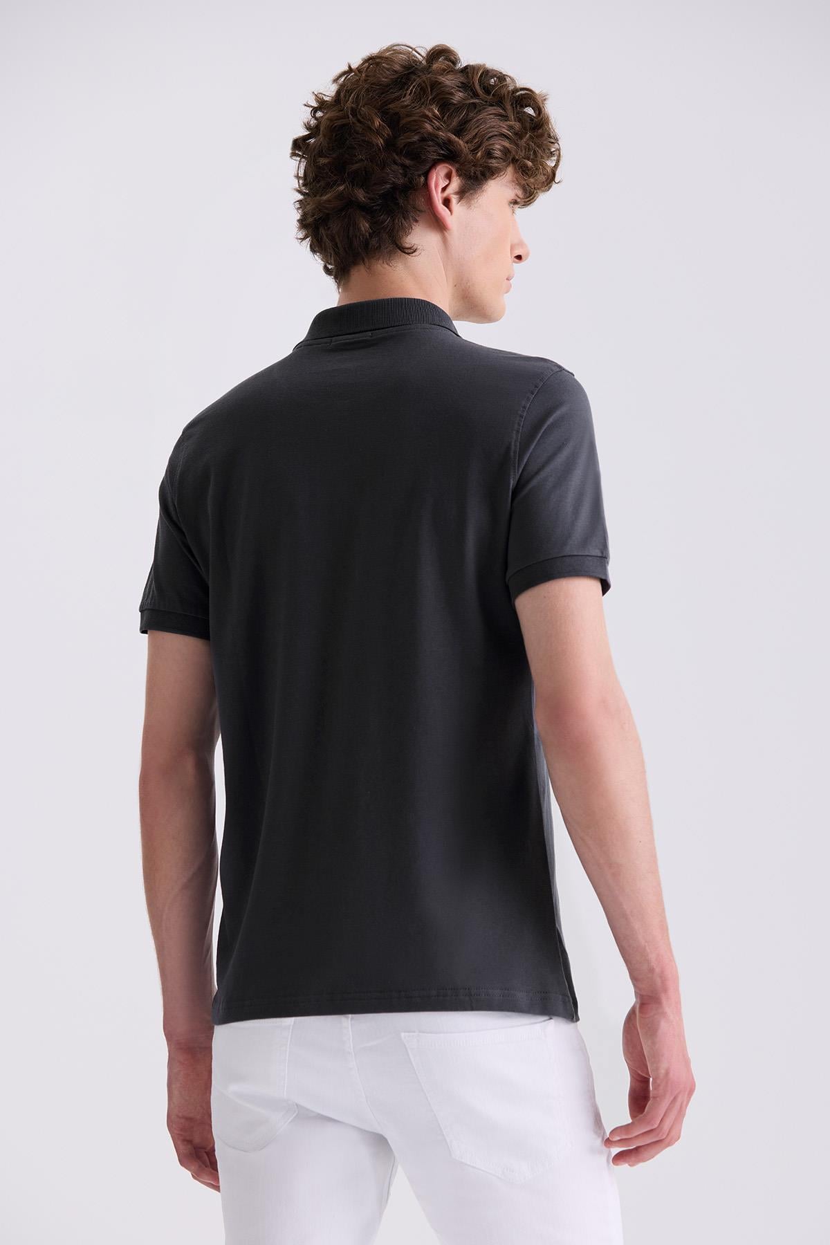 Antrasıt Slim Fit Polo Yaka T-Shirt