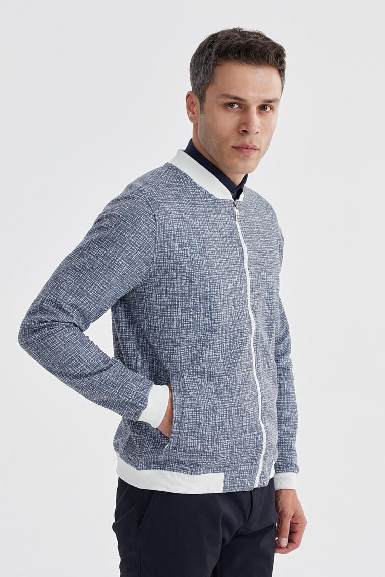 Lacivert Slim Fit Pamuklu Kolej Mevsimlik Mont