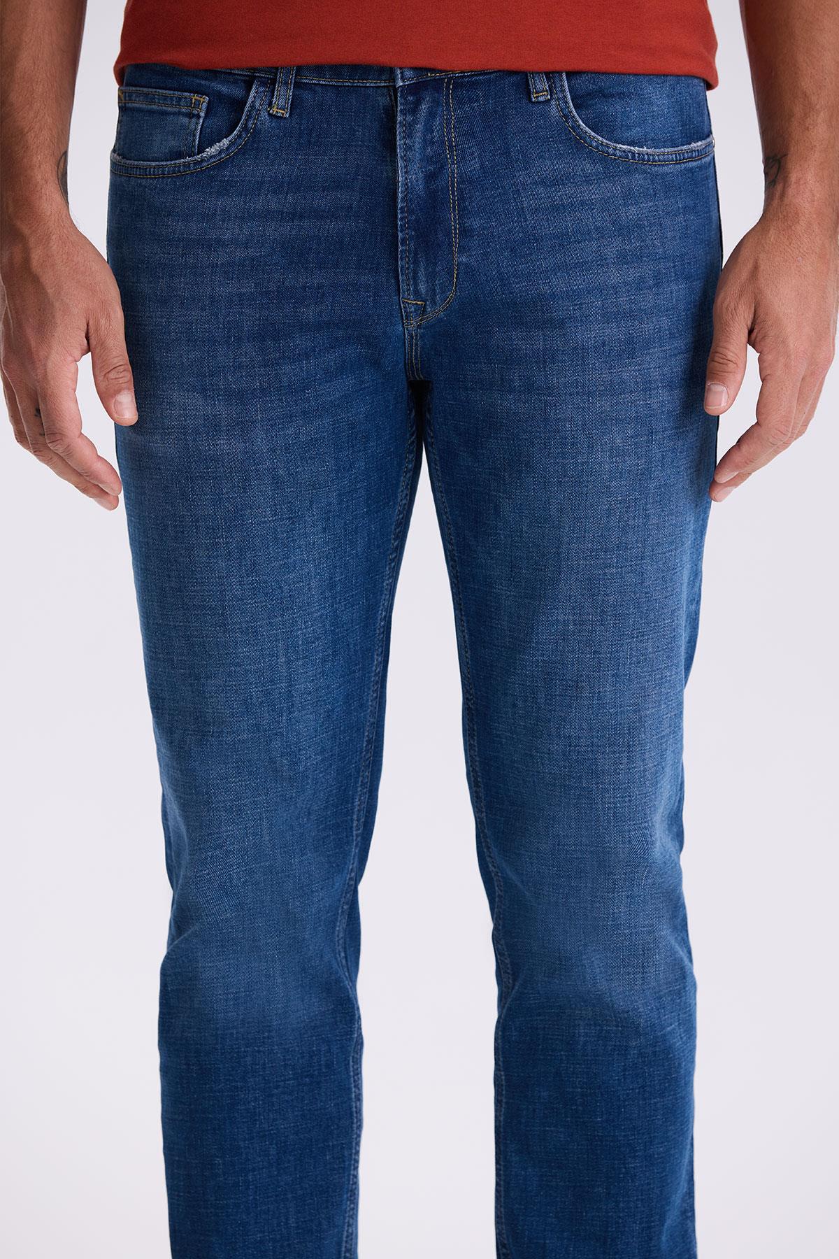 Mavi Slim Fit Yıkamalı Eskitme Pamuklu Dar Kalıp Jean Kot Pantolon