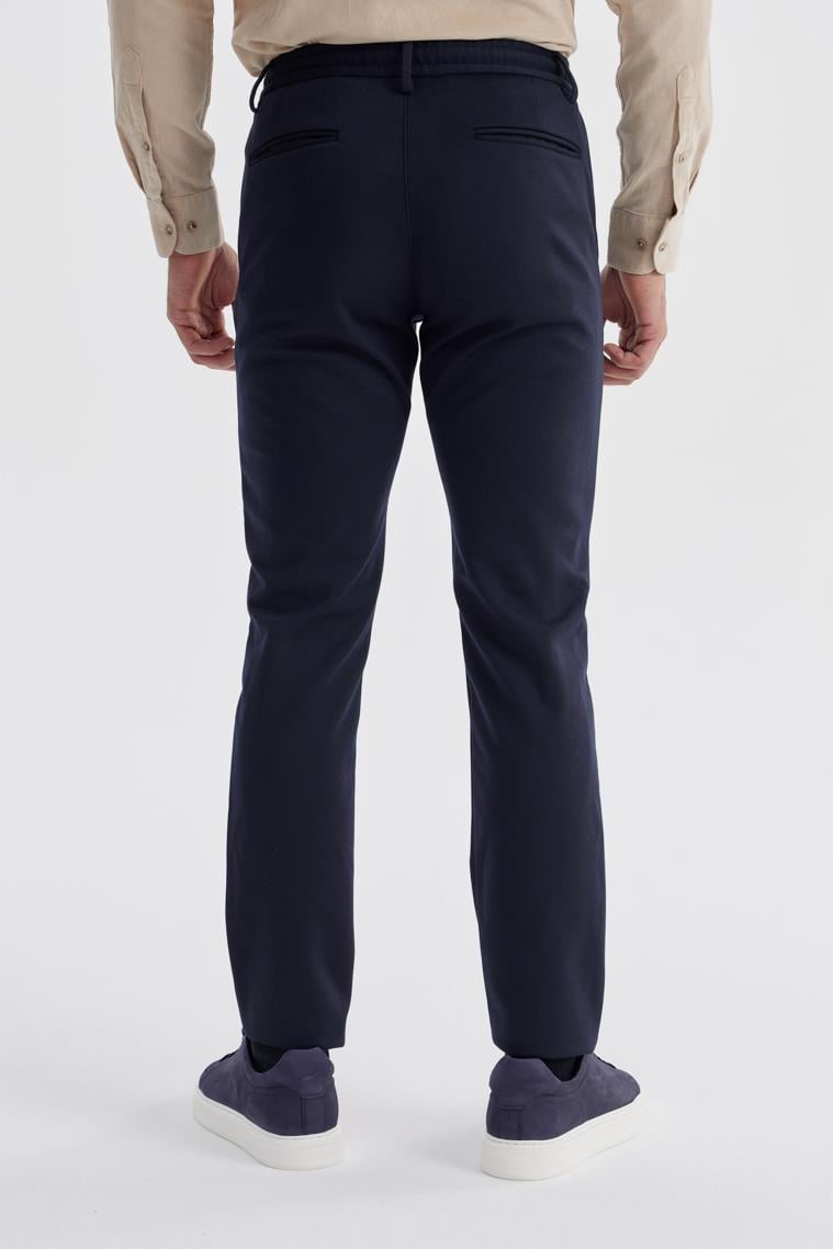 Lacivert Comfort Fit Beli Lastikli Yan Cep Jogger Pantolon