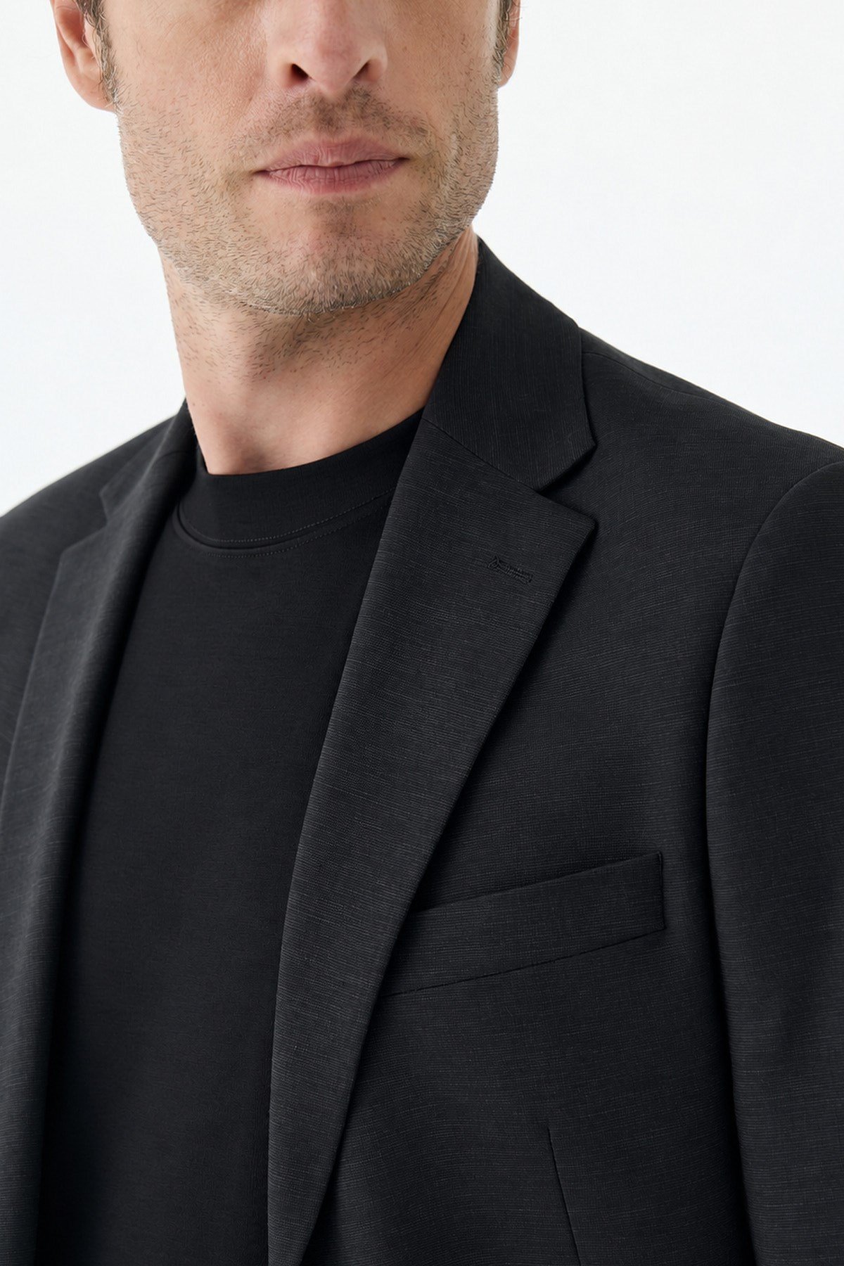 Siyah Slim Fit Mono Yaka Takım Elbise