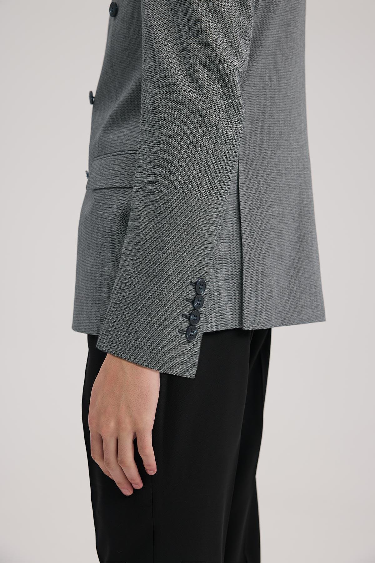 Lacivert Slim Fit Kruvaze Takım Elbise