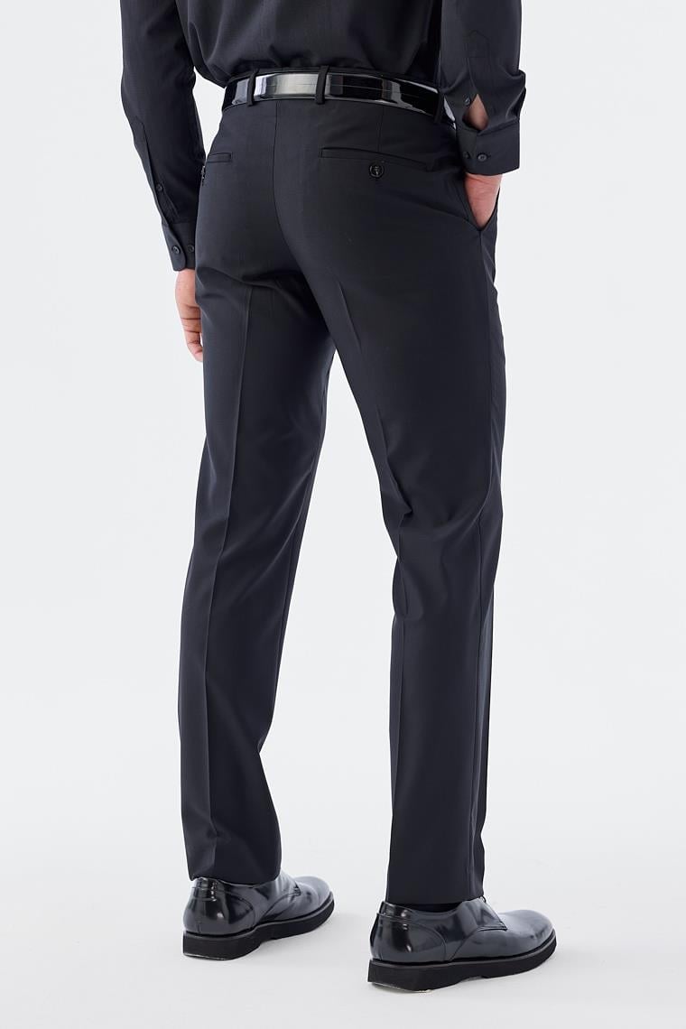Siyah Regular Fit Yan Cep Kumaş Pantolon