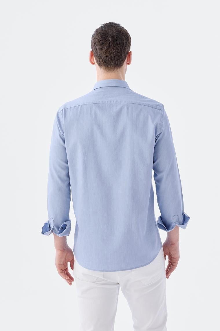 Mavi Comfort Fit Cepli Çıtçıtlı %100 Pamuk Kot Gömlek