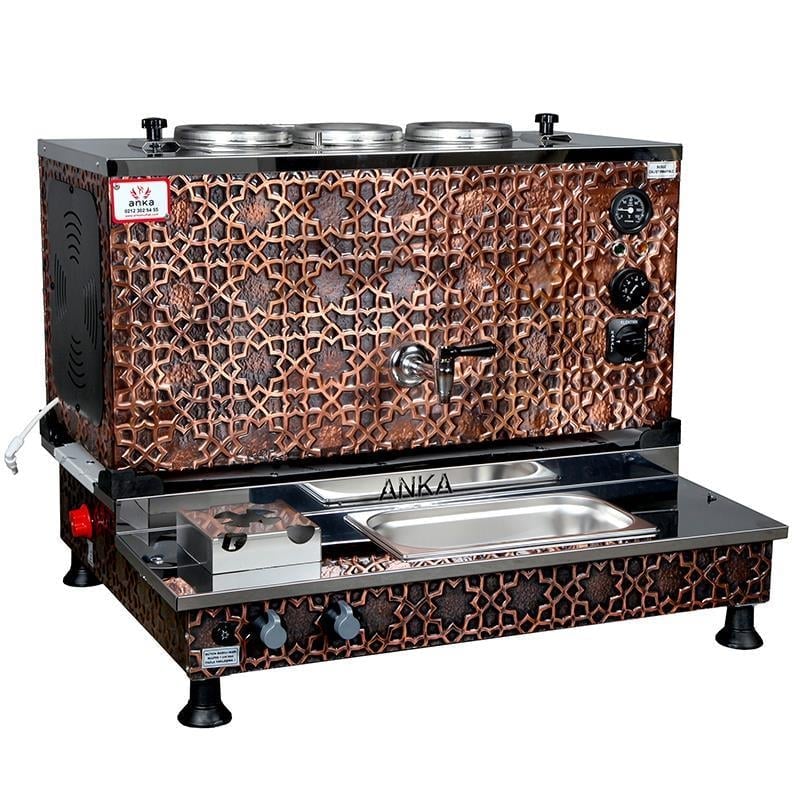  Anka Pro Plus Otomatik Çay Kazanı 3 Demlikli 30 Litre Bakır Elektrikli Tüplü