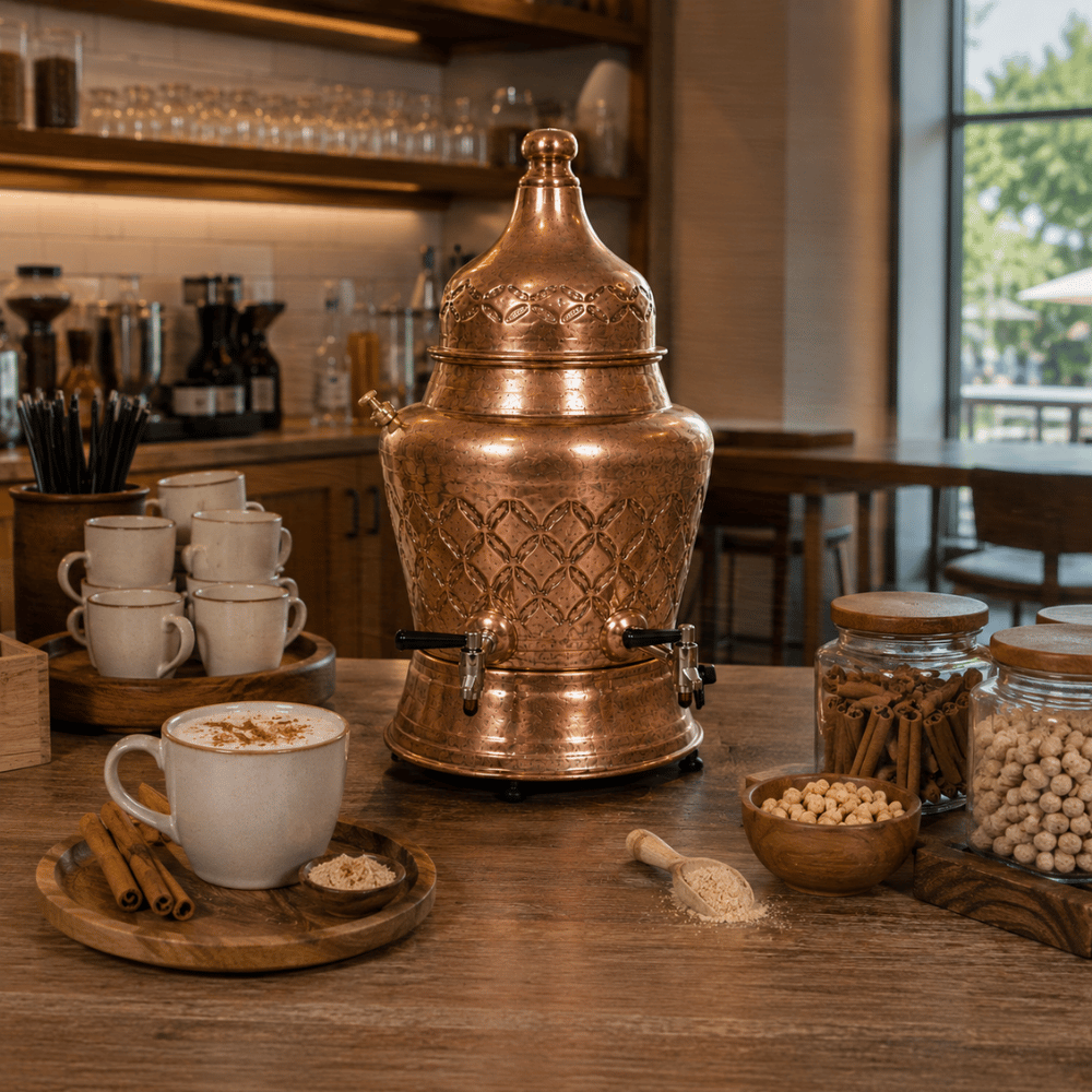 Anka Elektrikli Bakır 15 Litre Karıştırıcılı Salep Makinesi
