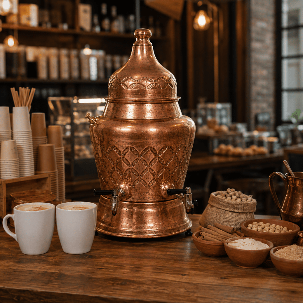 Anka Elektrikli Bakır 25 Litre Karıştırıcılı Salep Makinesi
