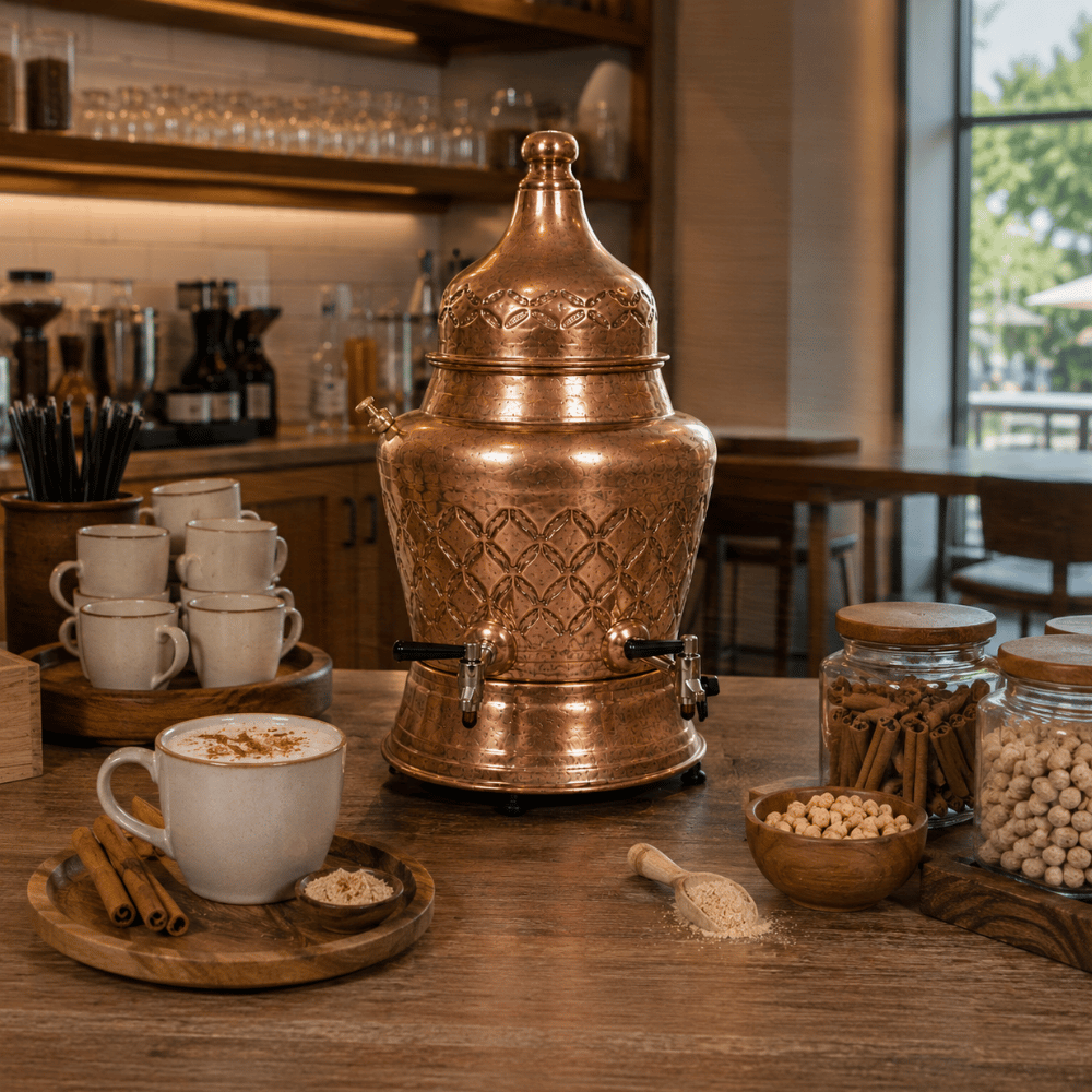 Anka Elektrikli Bakır 25 Litre Karıştırıcılı Salep Makinesi