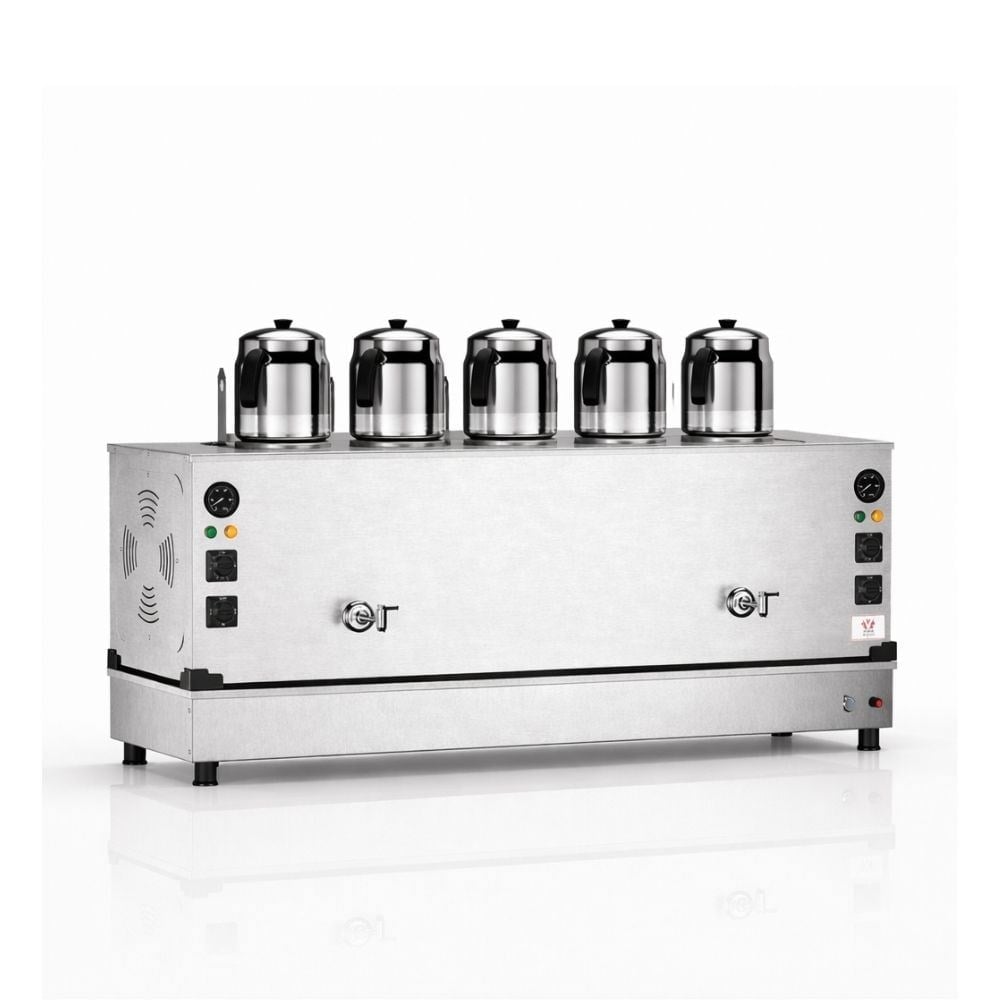 Anka Doğalgazlı İnox Pro Compact Hibrit Smart 5 Demlikli 50 Litre Çay Makinesi