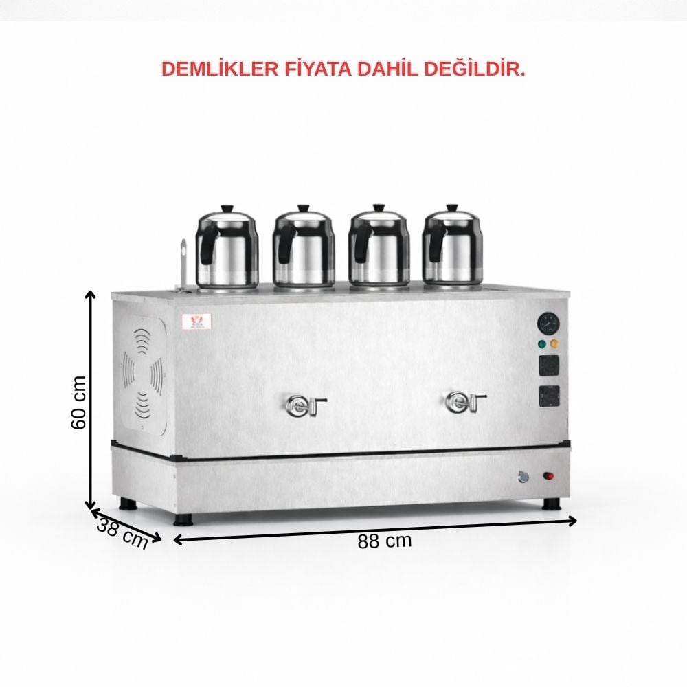 Anka Doğalgazlı İnox Pro Compact Hibrit Smart 4 Demlikli 40 Litre Çay Makinesi
