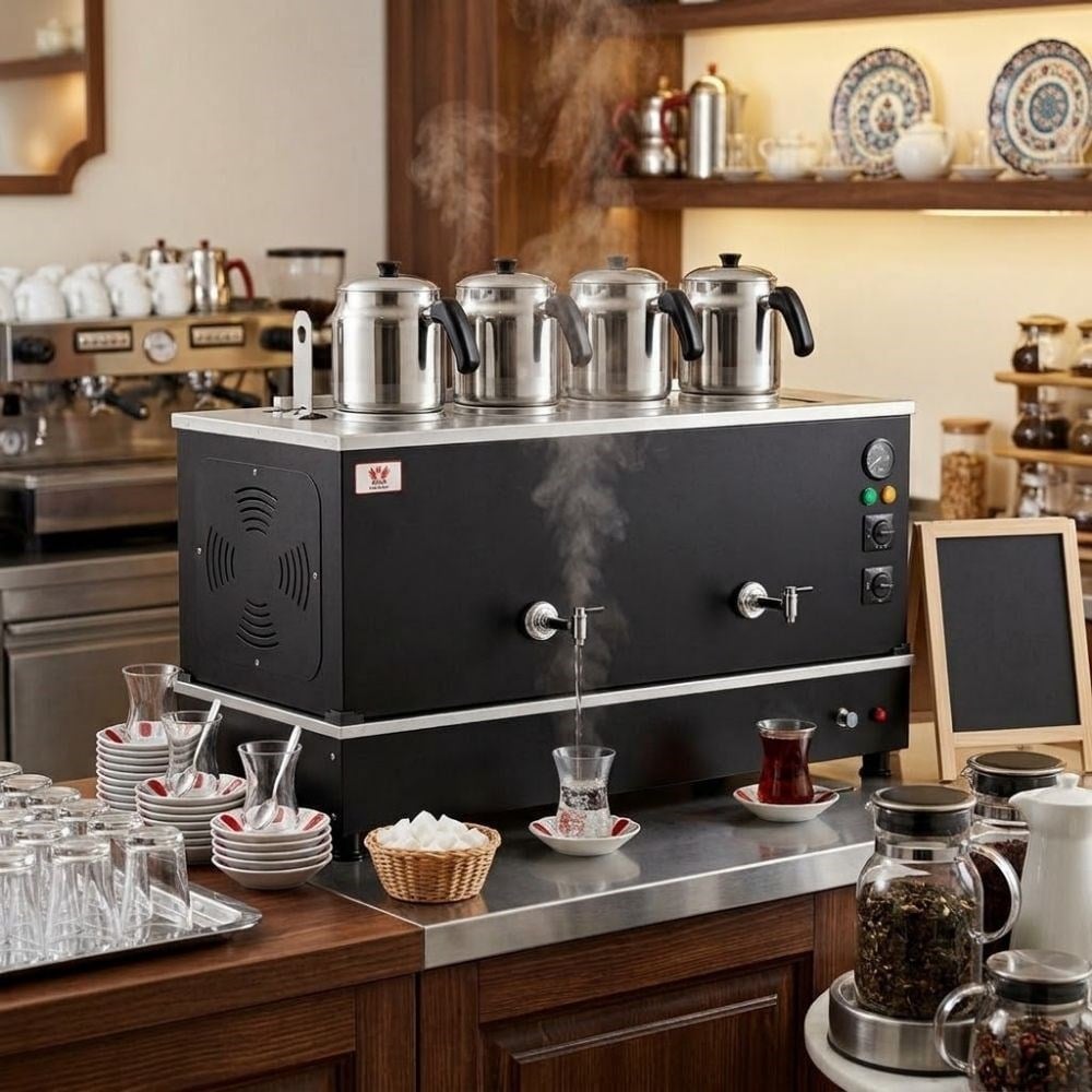 Anka Doğalgazlı Pro Compact Hibrit Smart 4 Demlikli 40 Litre Çay Makinesi