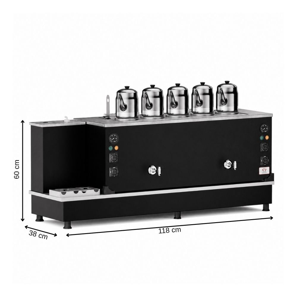 Anka Doğalgazlı Statik Turbo Hibrit 5 Demlik 50 Litre Çay Makinesi