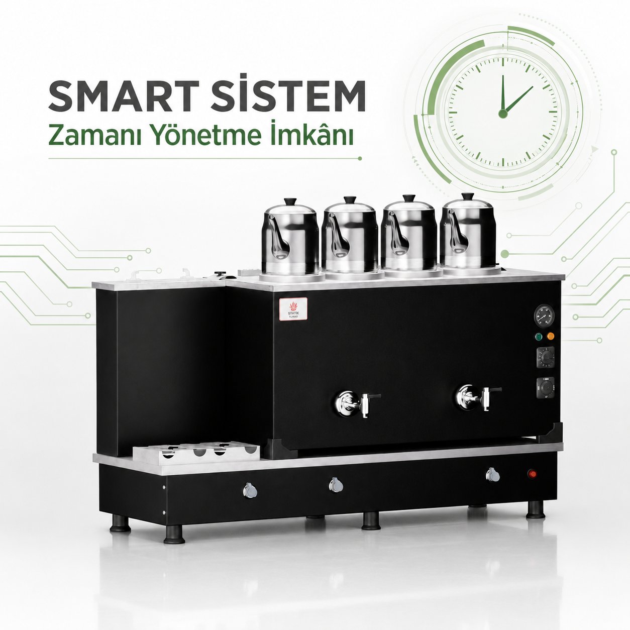 Anka Doğalgazlı Statik Turbo Hibrit Smart 4 Demlik 40 Litre Çay Makinesi