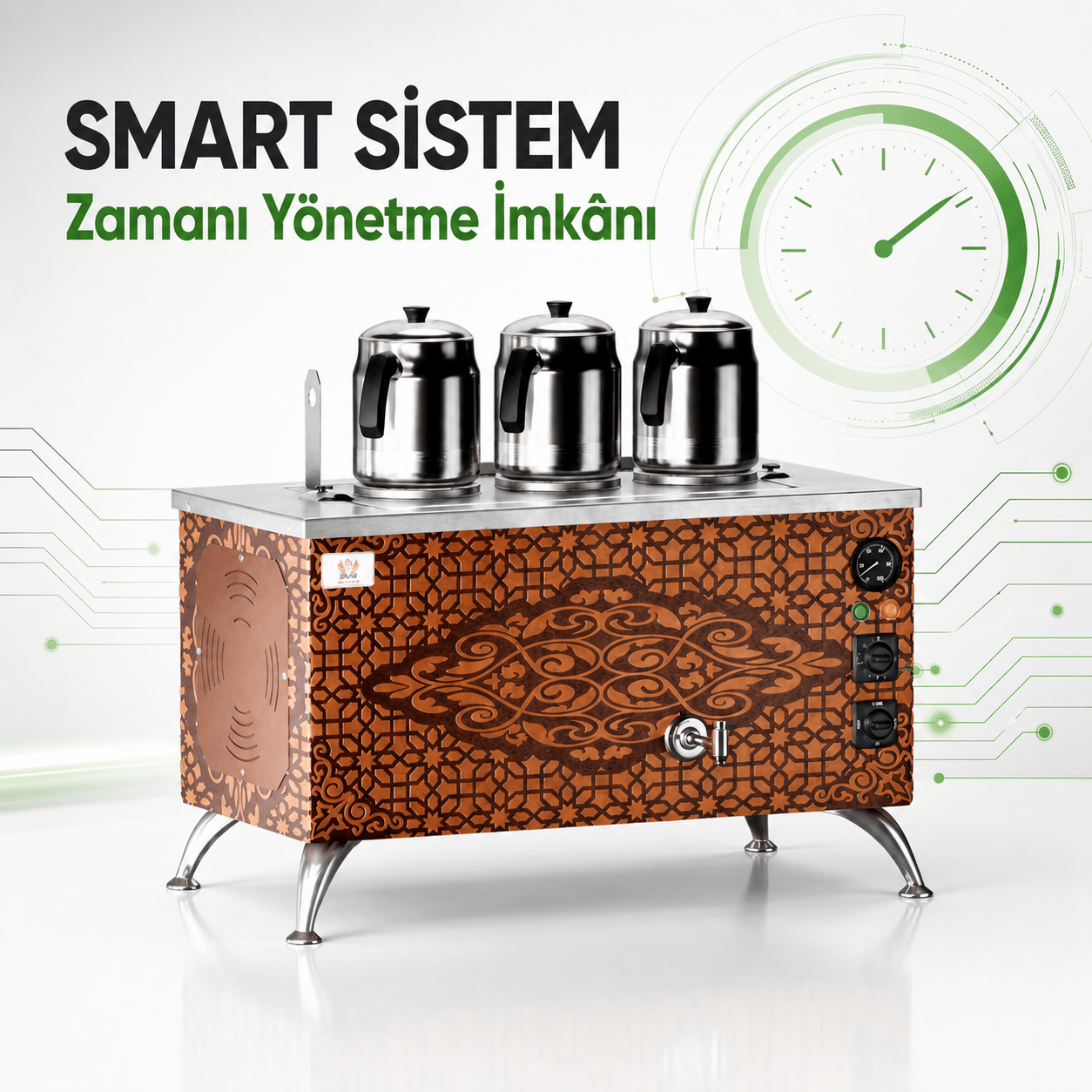 Anka Elektrikli Bakır Pro Compact Smart 3 Demlik 30 Litre Çay Makinesi 220V