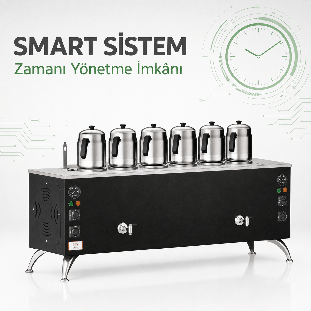 Anka Elektrikli Black Pro Compact Smart 6 Demlikli 60 Litre Çay Makinesi 220V