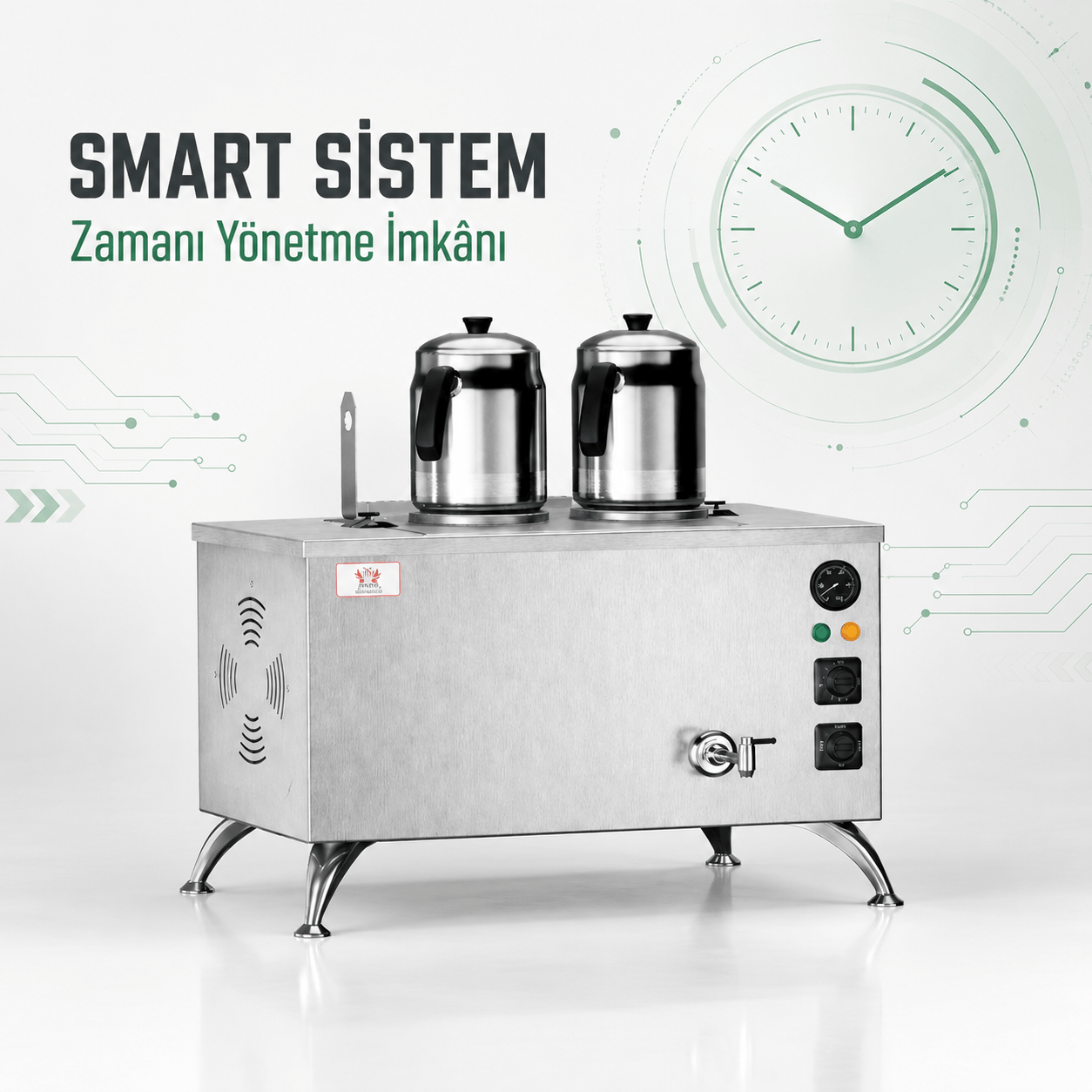 Anka Elektrikli İnox Pro Compact Smart 2 Demlik 20 Litre Çay Makinesi 220V