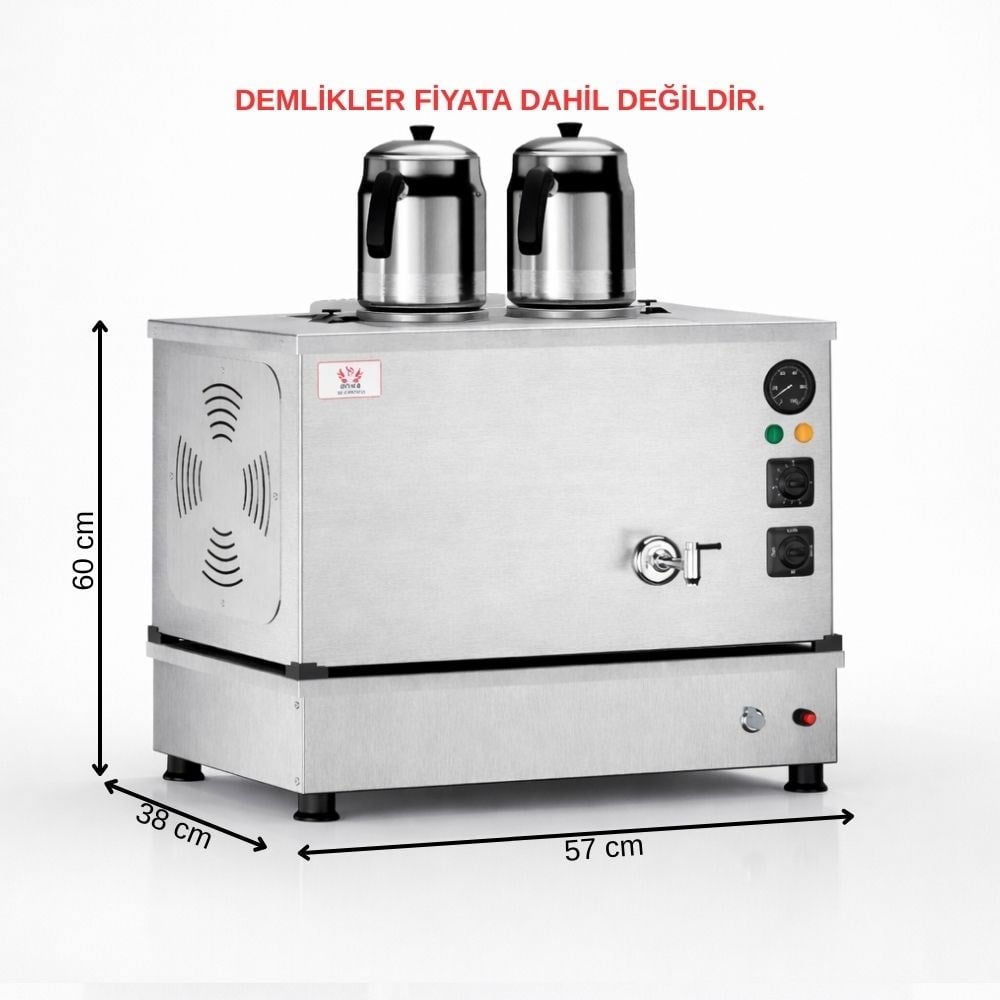 Anka Inoks Pro Kompakt Full Otomatik Çay Makinası Paslanmaz 2 Demlikli 20 Litre Elektrikli Doğalgazlı