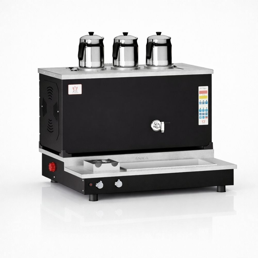 Anka Pro Plus Otomatik Çay Kazanı 3 Demlikli 30 Litre Siyah ElektrikTüp