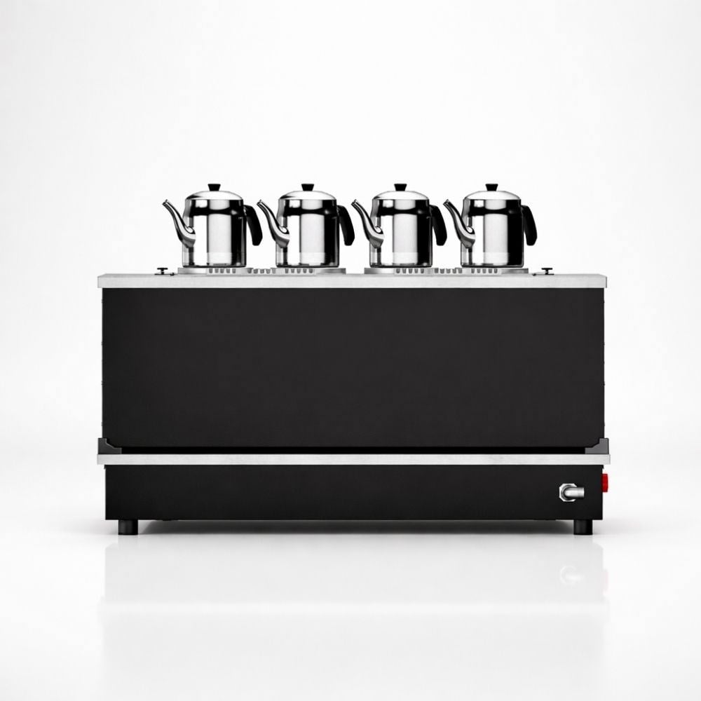 Anka Pro Plus Otomatik Çay Kazanı 4 Demlikli 40 Litre Siyah Doğalgaz+Elektrik