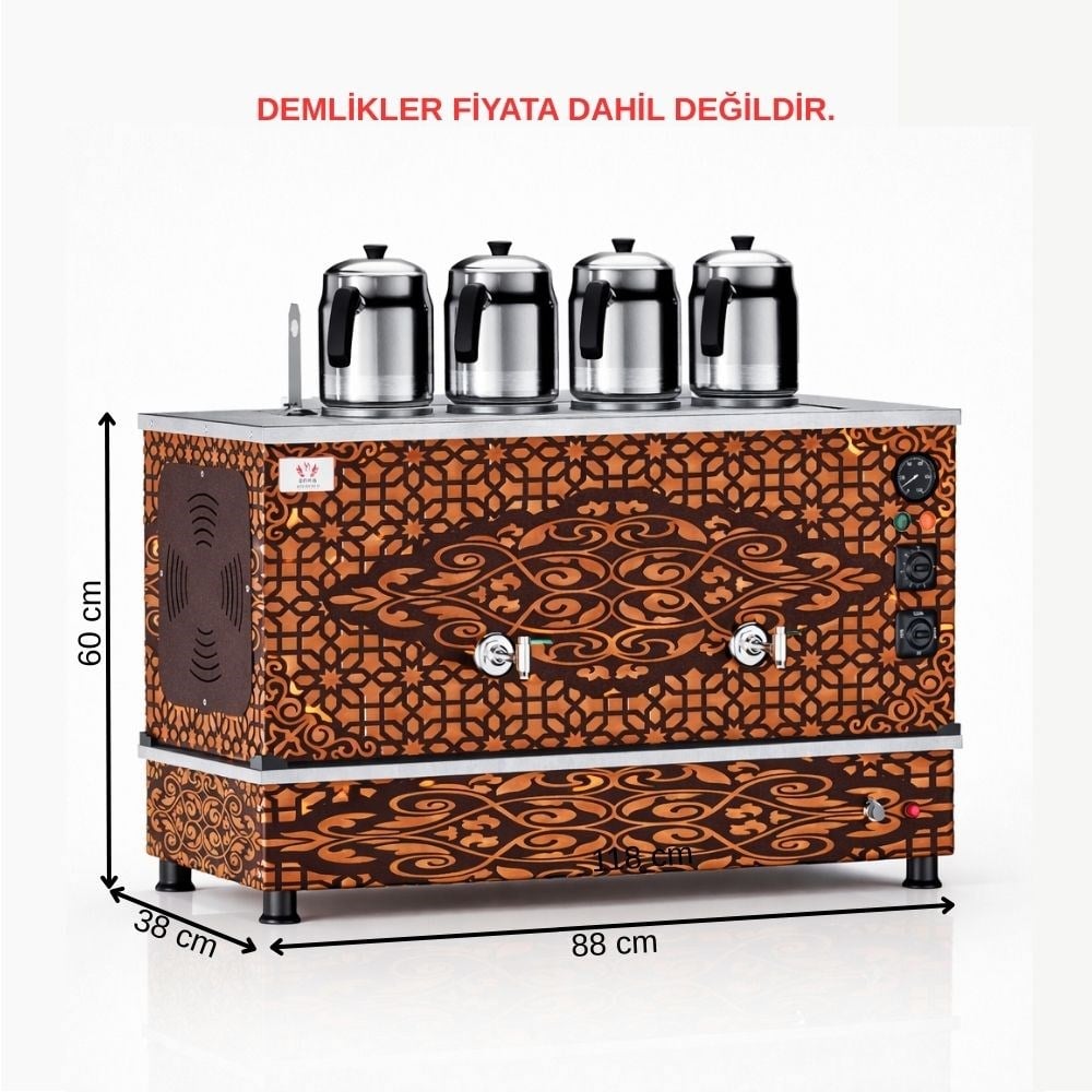 Anka Tüplü Bakır Pro Compact Hibrit Smart 4 Demlikli 40 Litre Çay Makinesi